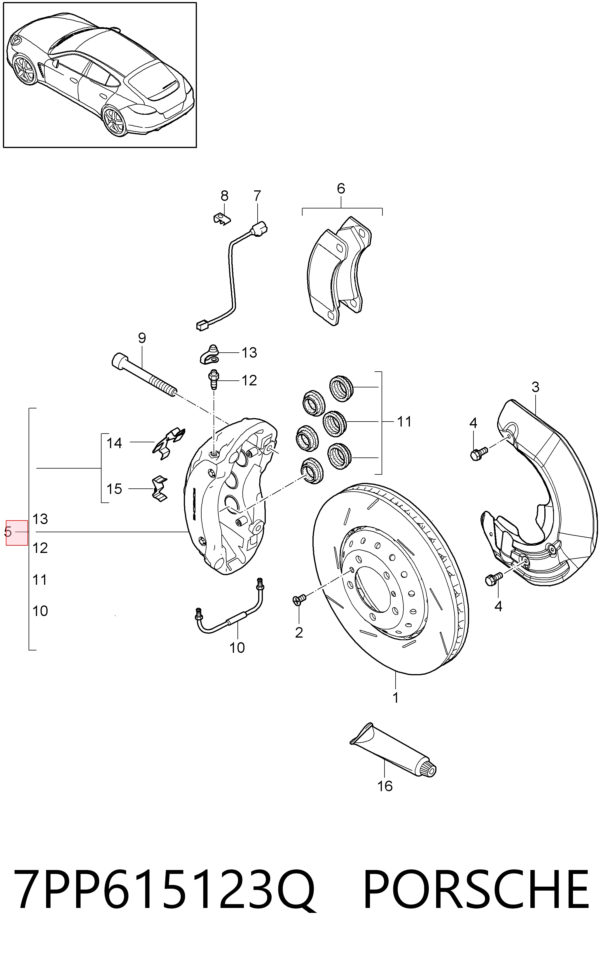 Купить 7PP615123P VAG Суппорт тормозной передний правый