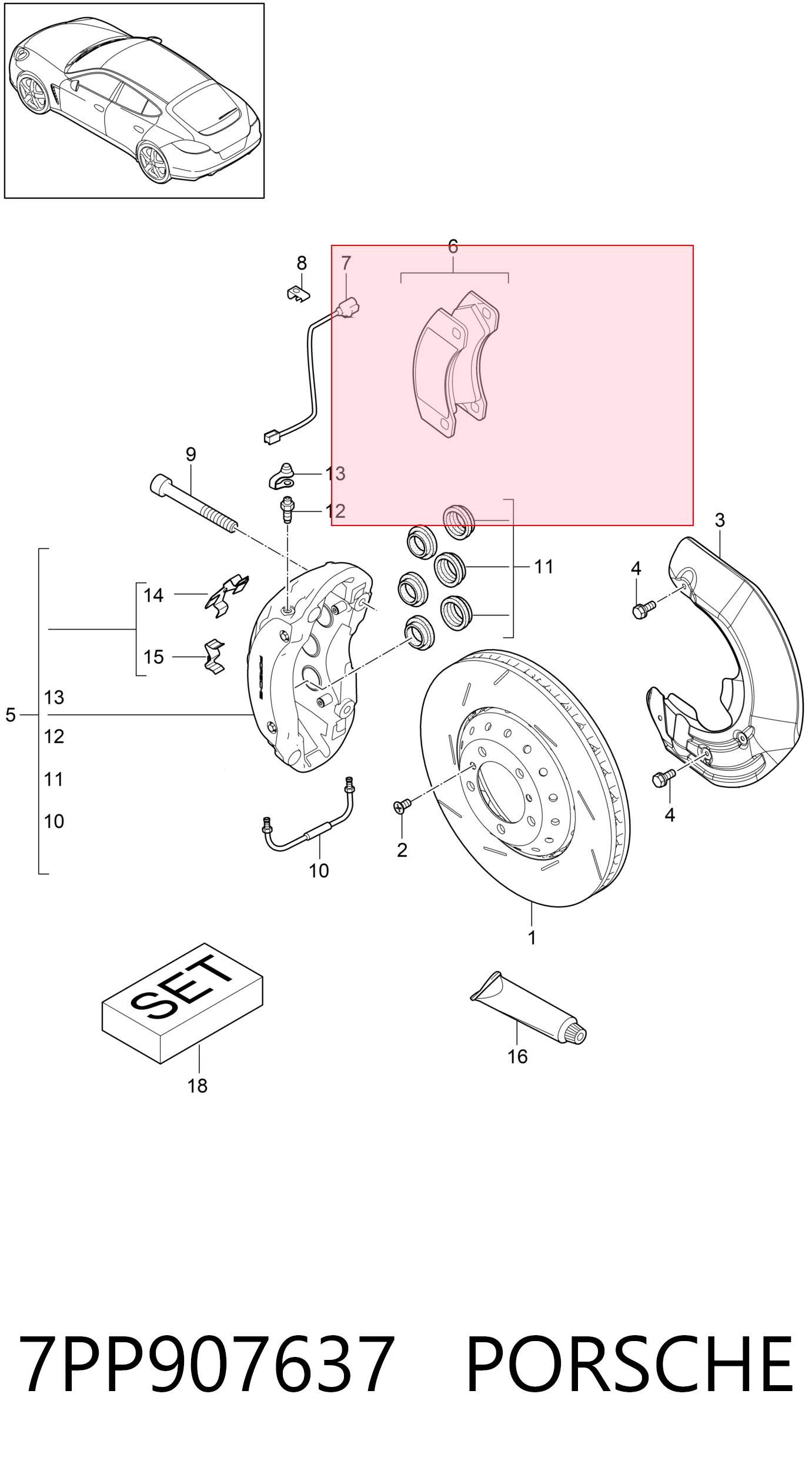 7PP907637 Porsche Датчик износа тормозных колодок