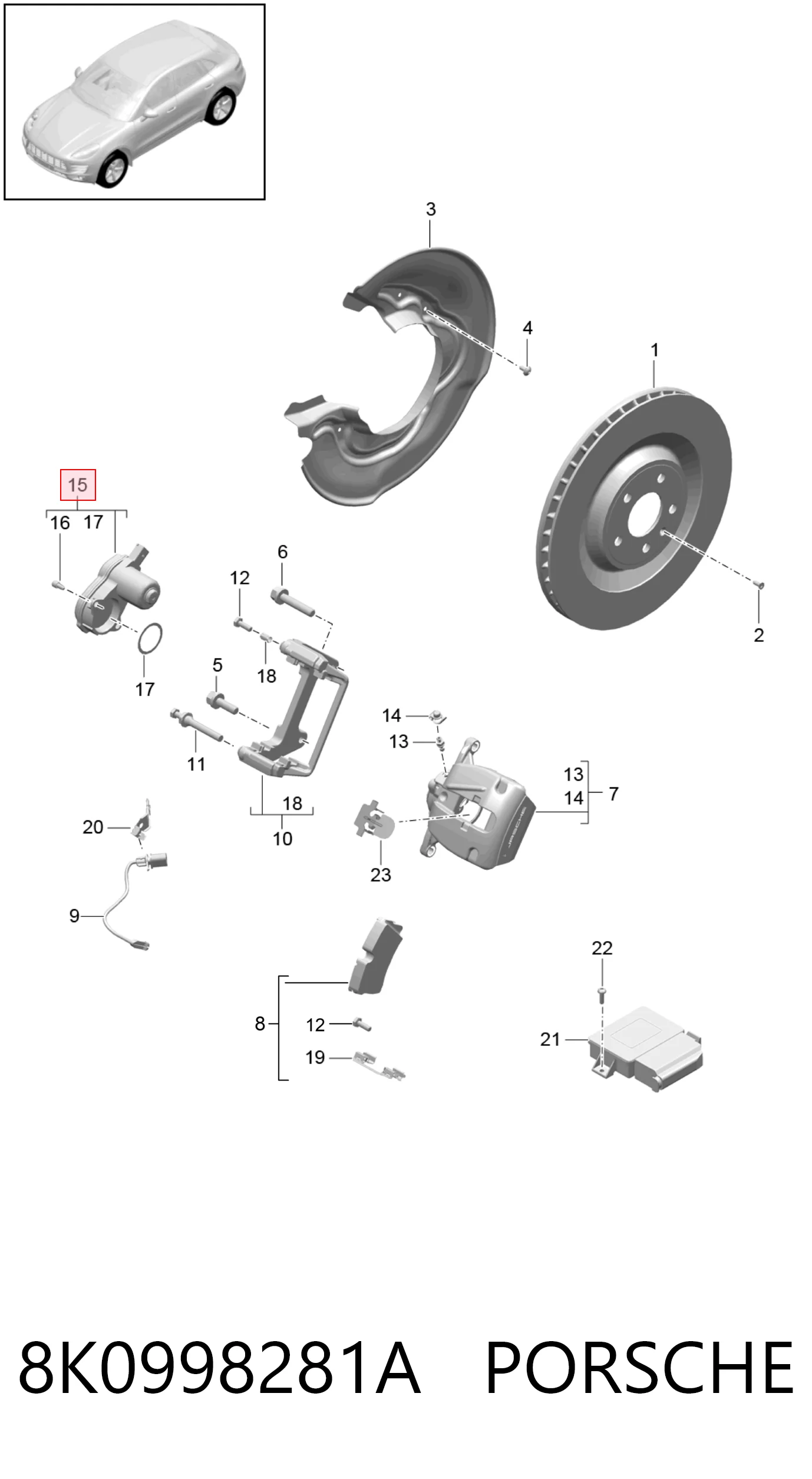 8K0998281A Porsche Мотор привода тормозного суппорта заднего