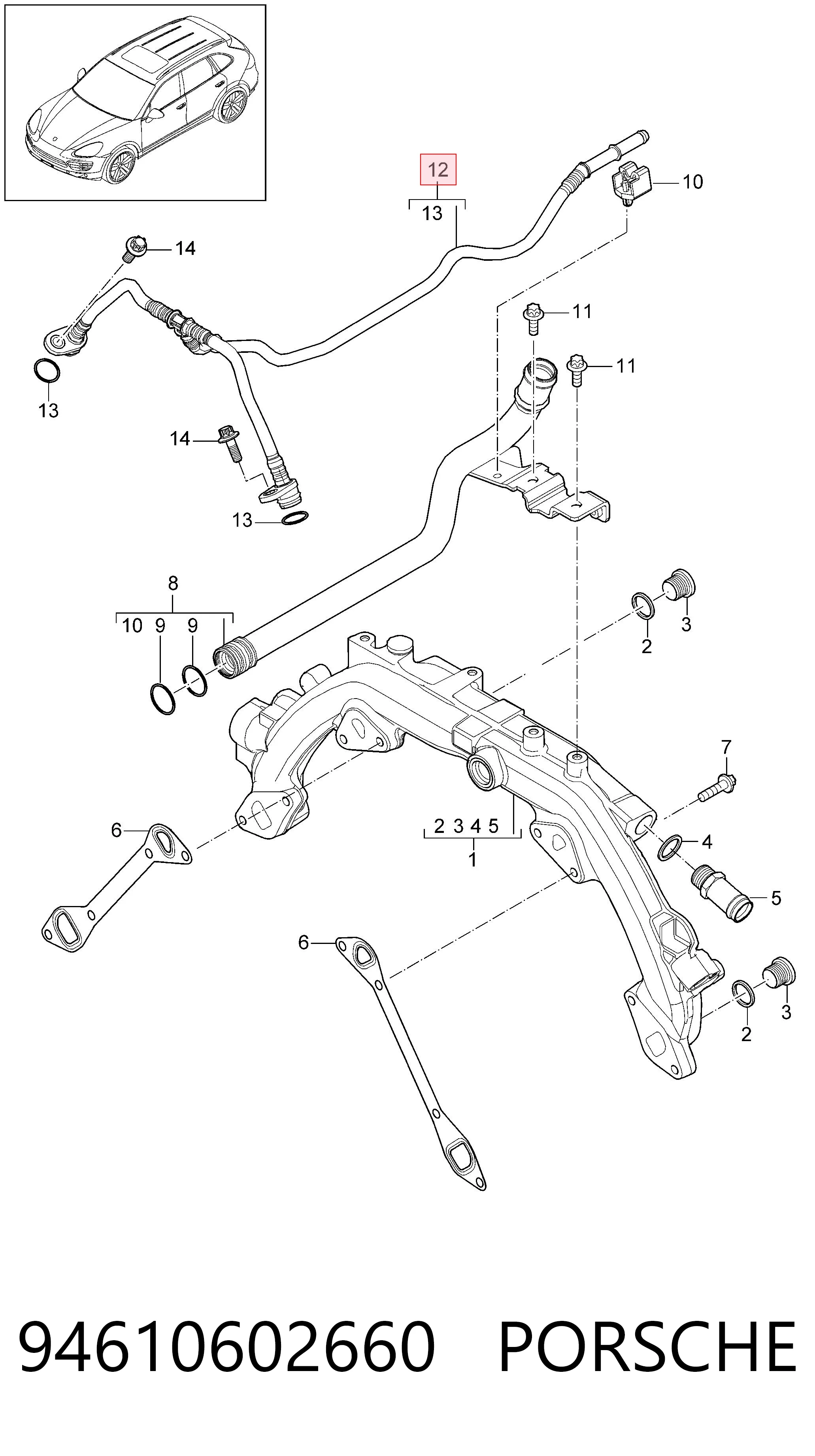 94610602660 Porsche Шланг расширительного бачка верхний