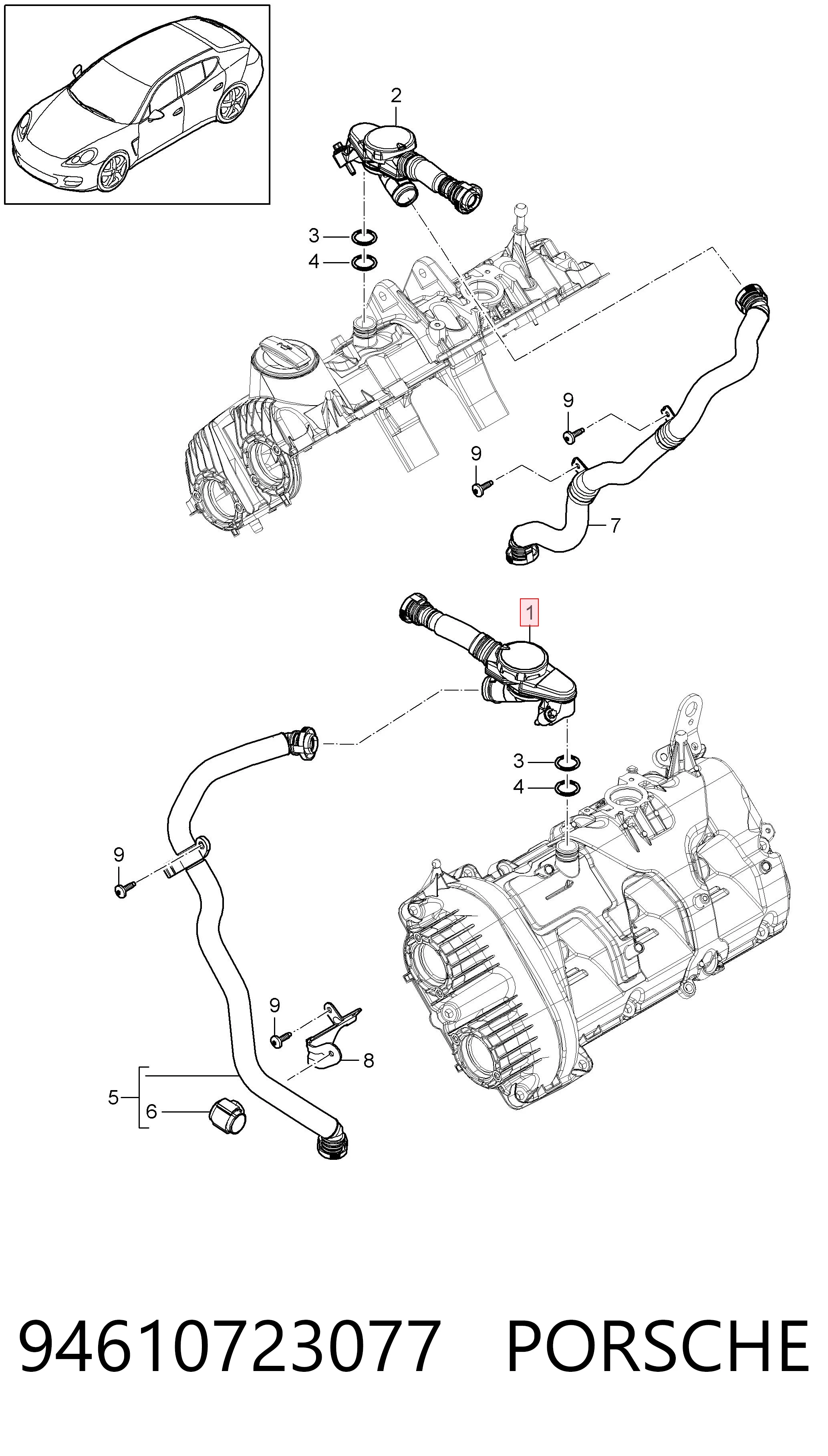 94610723077 Porsche Клапан PCV вентиляции картера