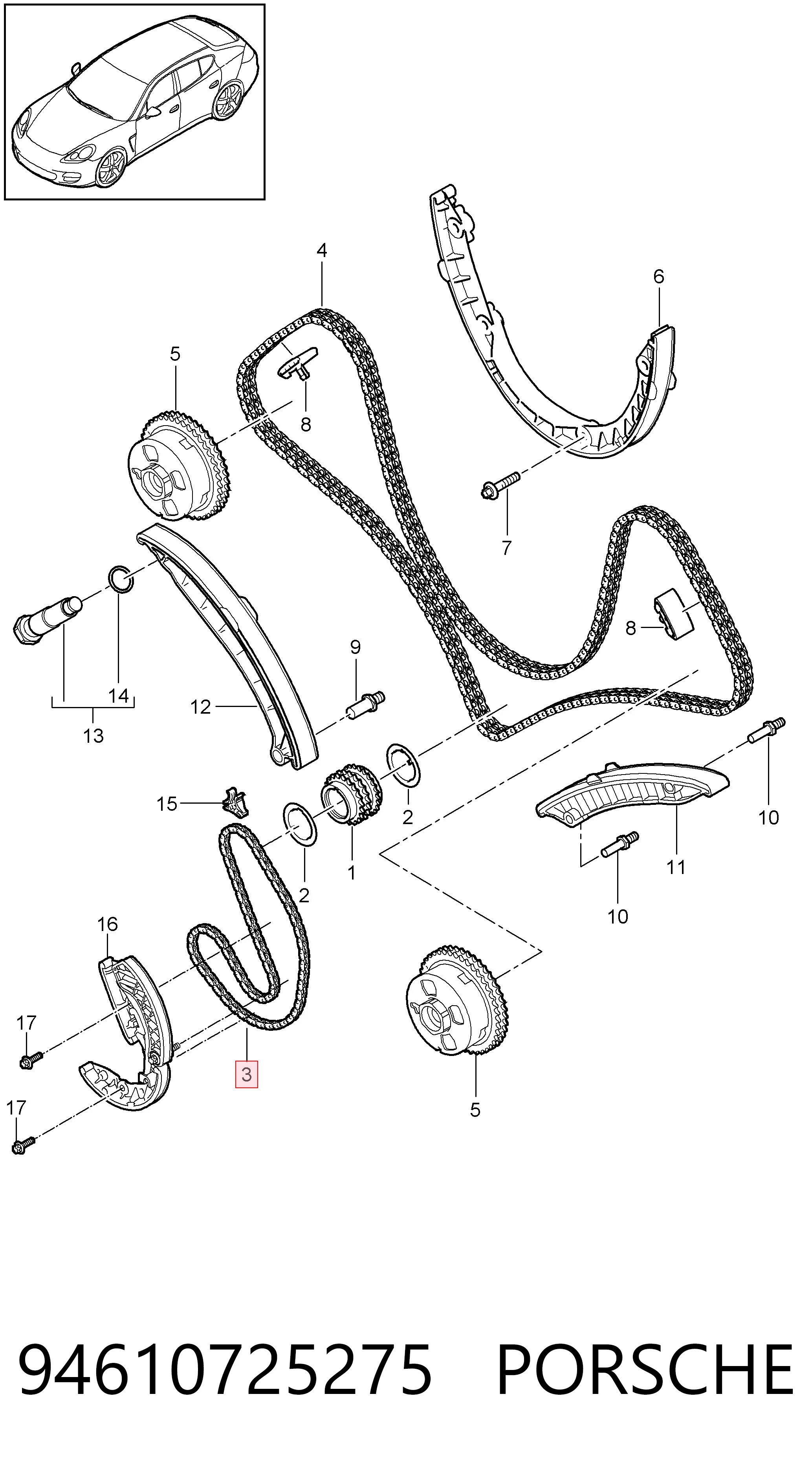 94610725275 Porsche Цепь привода маслянного насоса