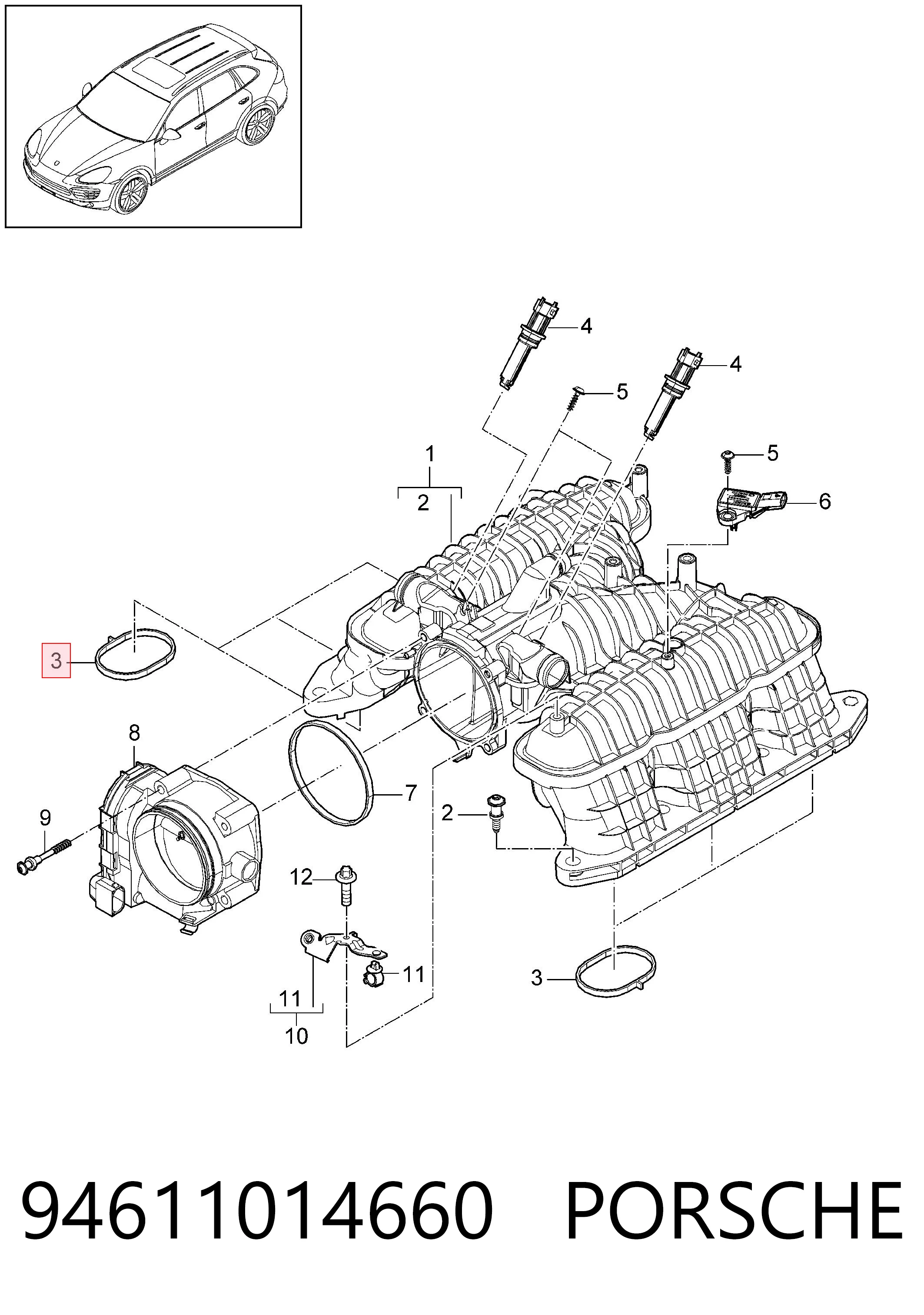 94611014660 Porsche  Прокладка впускного коллектора