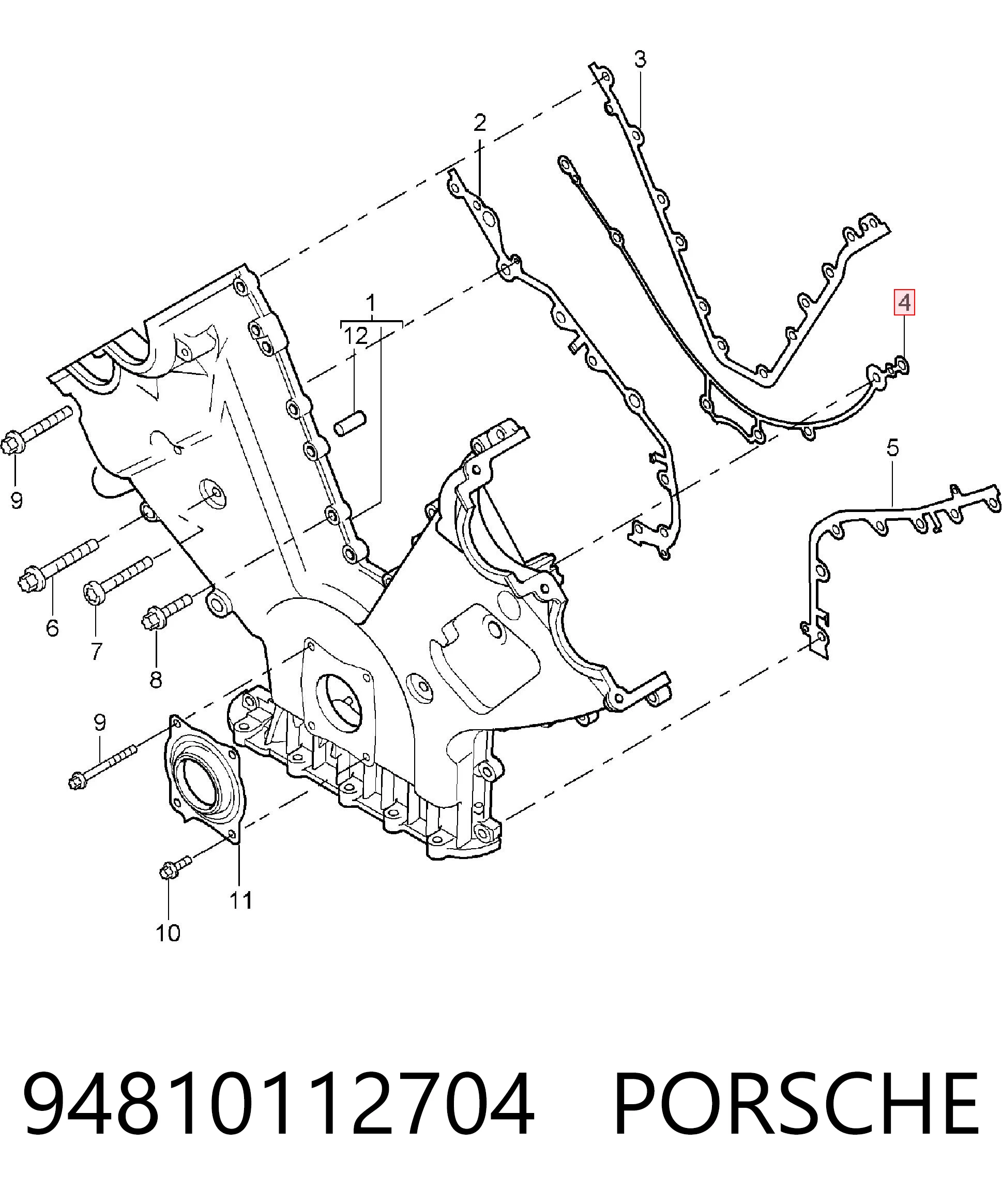 94810112704 Porsche Прокладка передней крышки двигателя V-образная