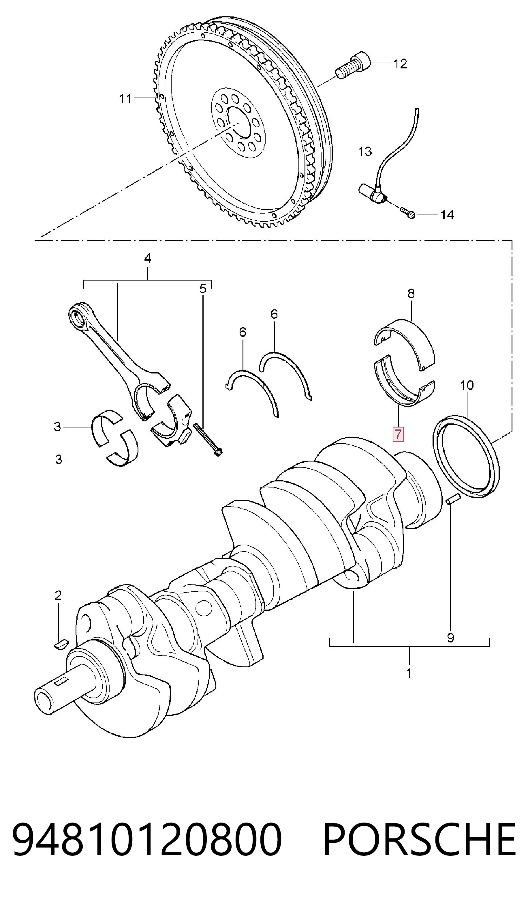 94810120800 Porsche Подшипник скольжения коленвала