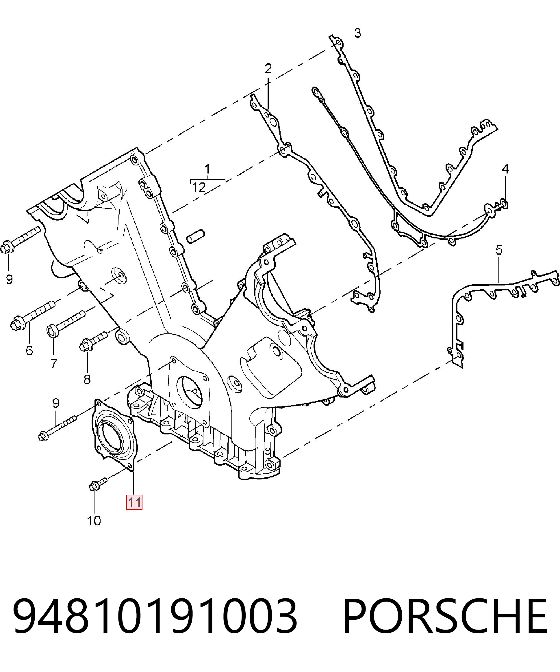 94810191003 Porsche Сальник коленвала двигателя, передний