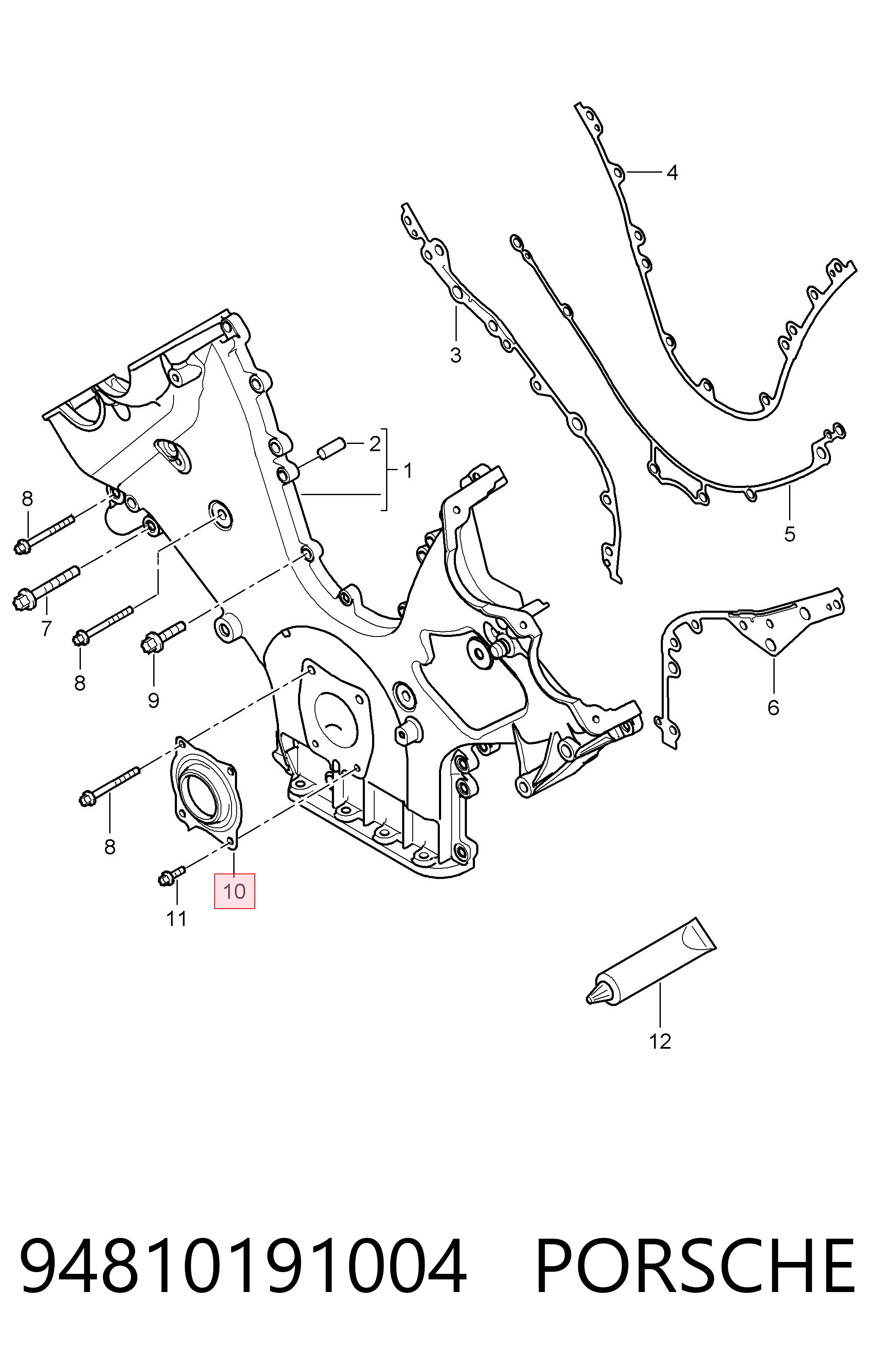 94810191004 Porsche Сальник коленвала двигателя, передний