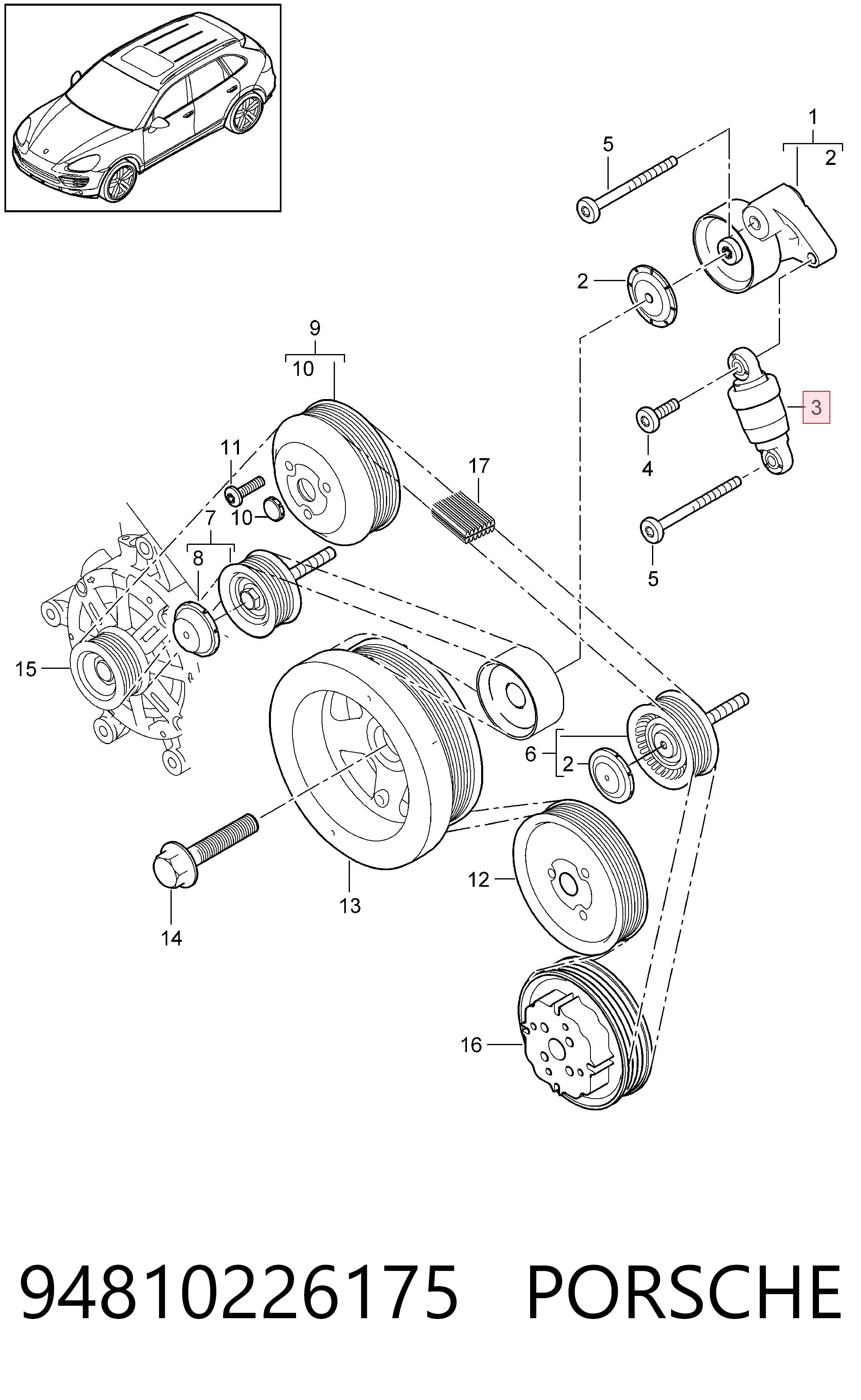 94810226175 Porsche Натяжитель клинового ремня