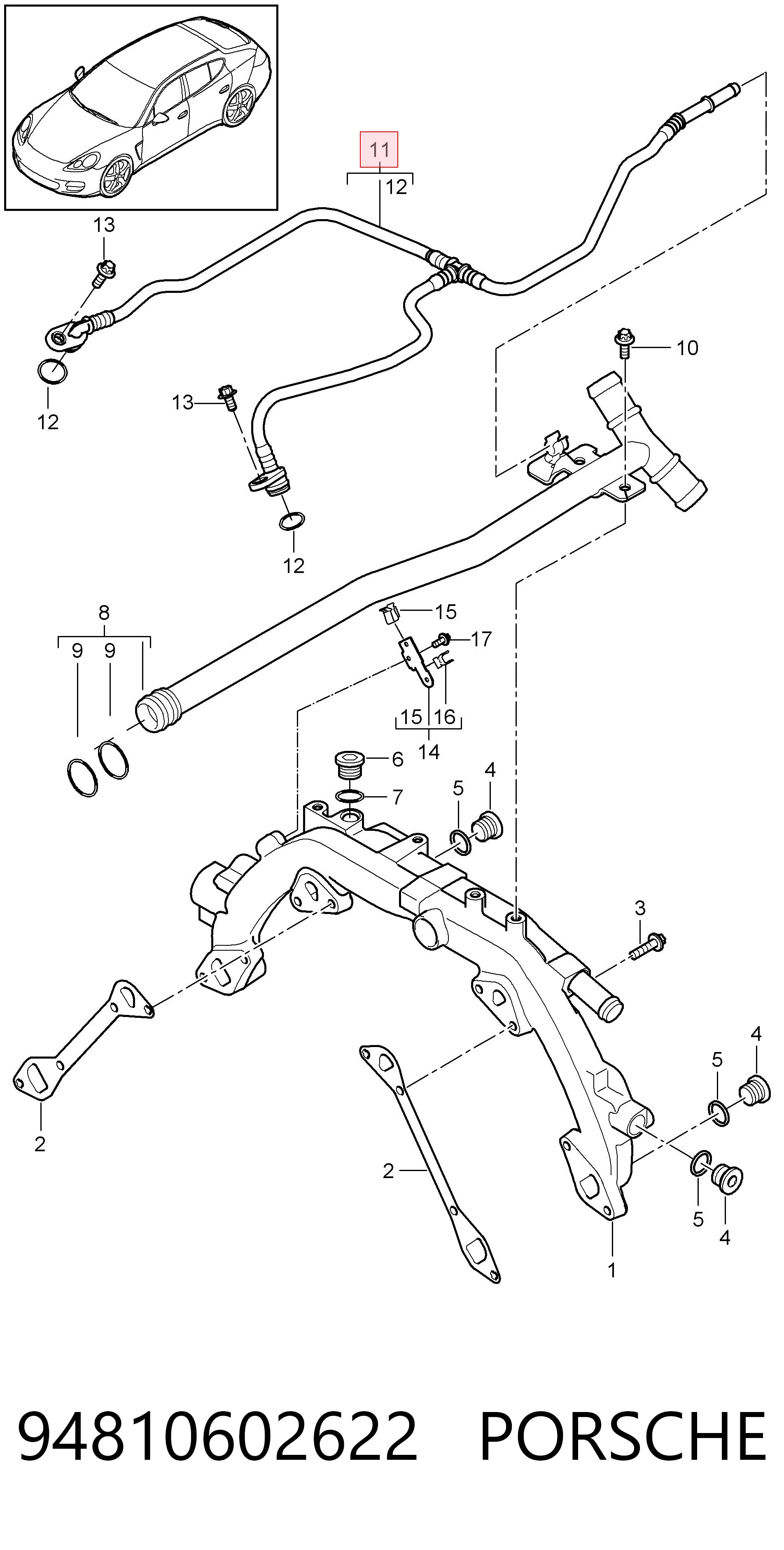 94810602622 Porsche Шланг отвода газов системы охлаждения (развоздушивания)