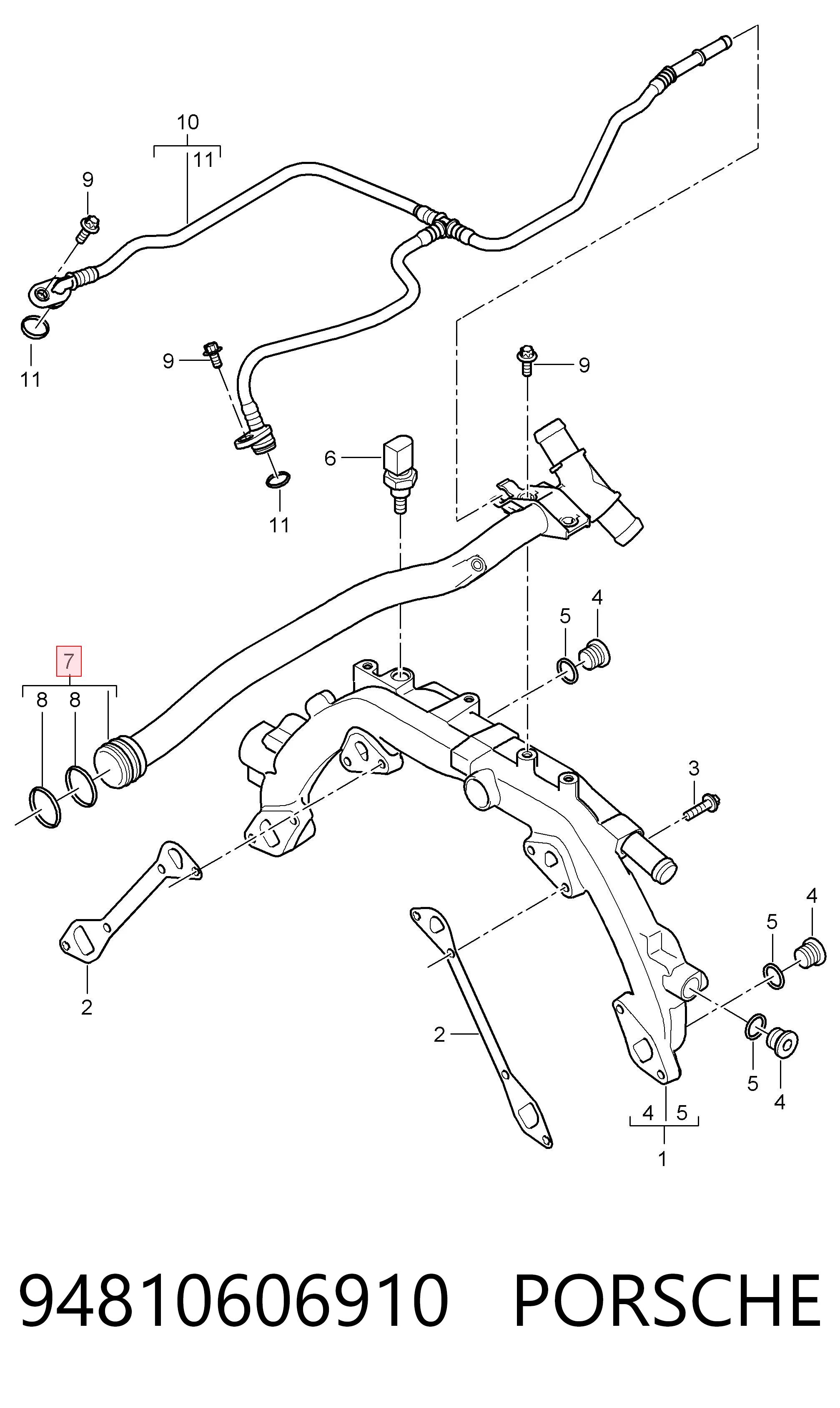 94810606910 Porsche Шланг термостата