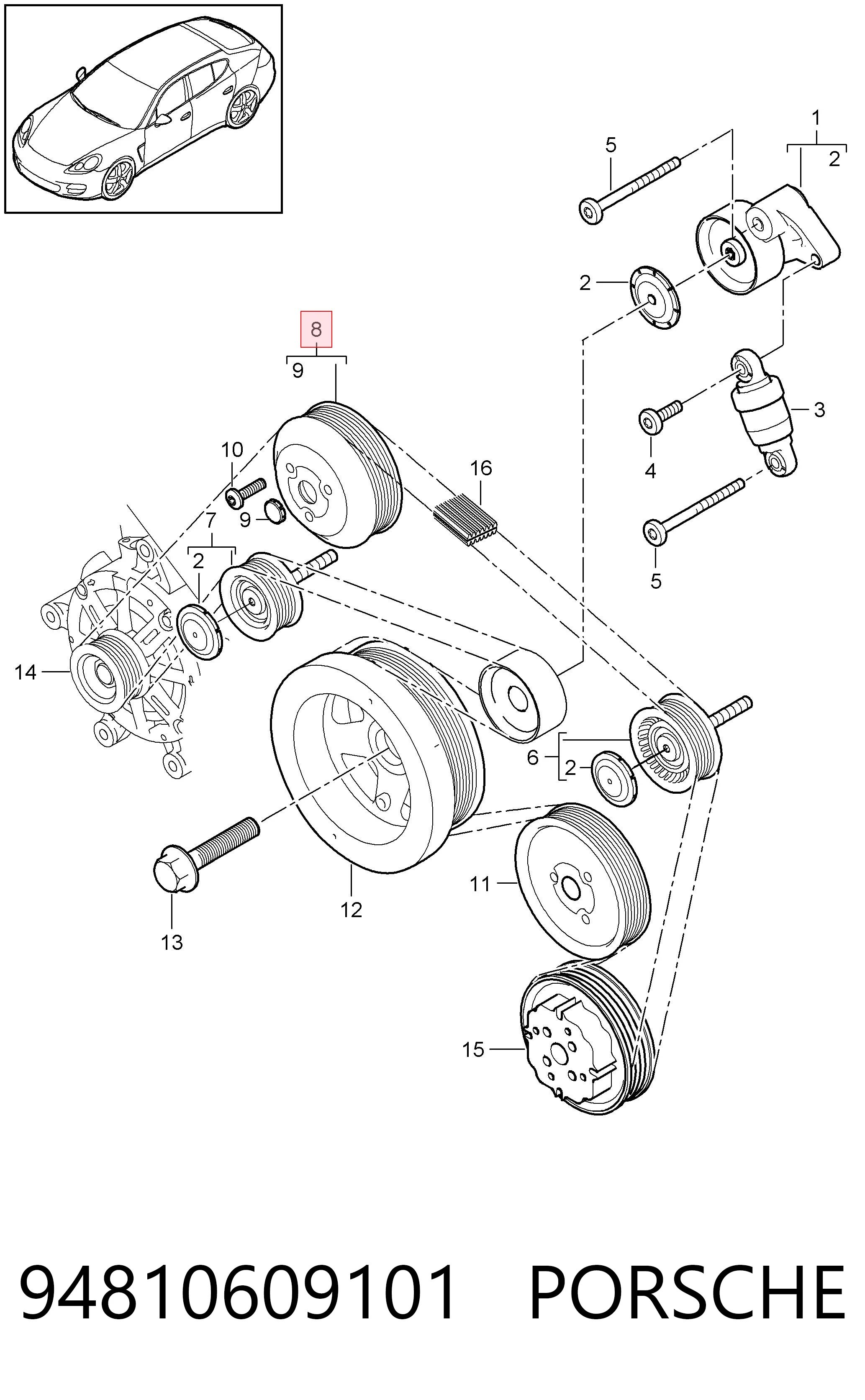 94810609101 Porsche Шкив водяной помпы