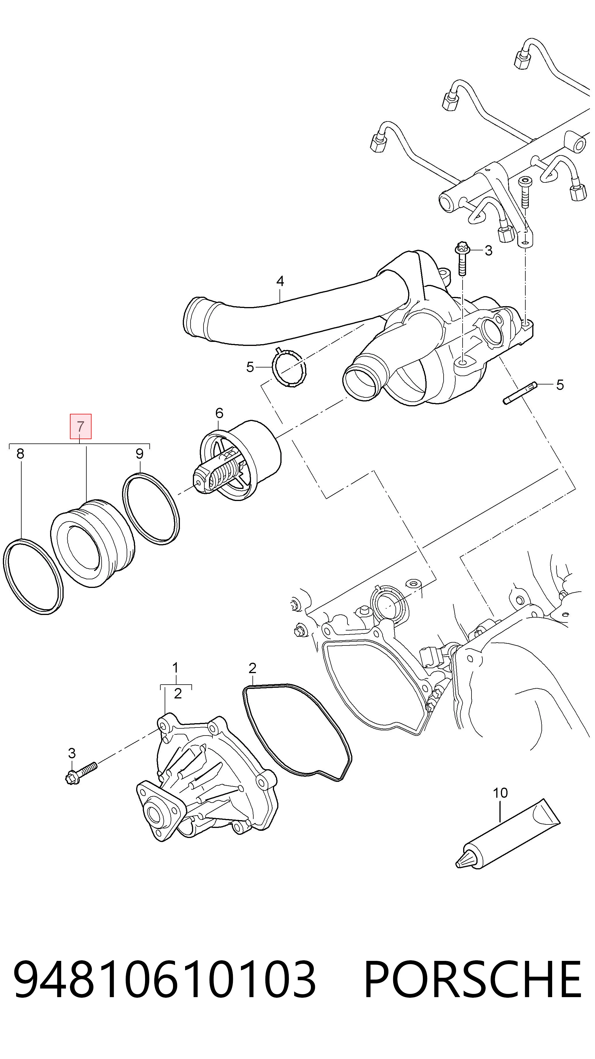 94810610103 Porsche Крышка корпуса термостата