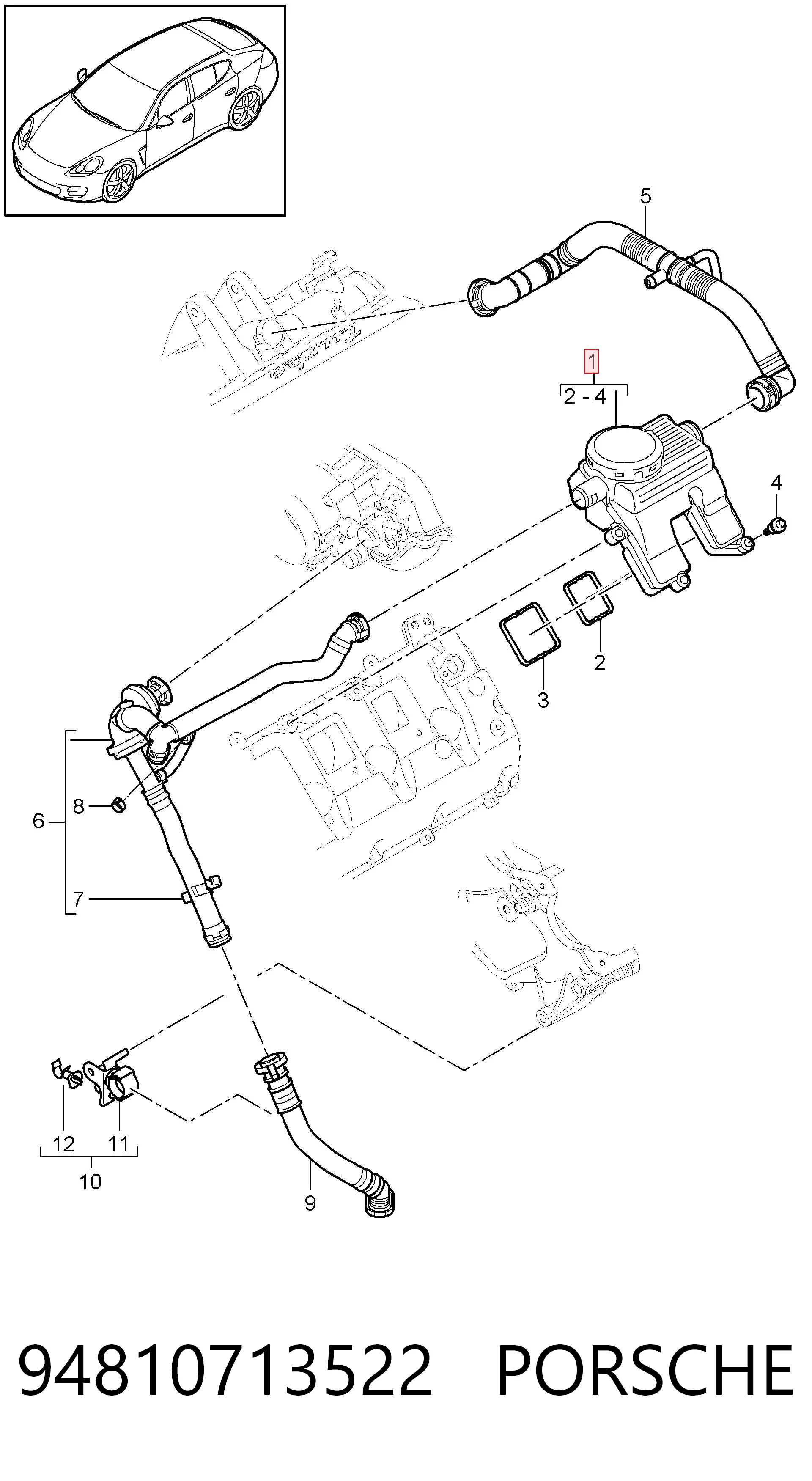 94810713522 Porsche Маслоотделитель картерных газов