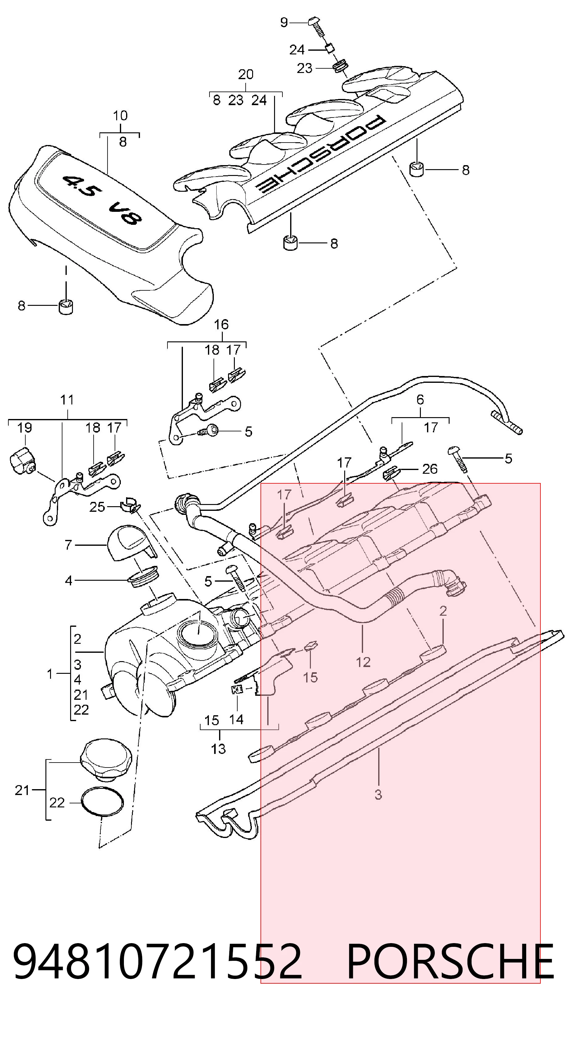 94810721552 Porsche Шланг для удаления воздуха