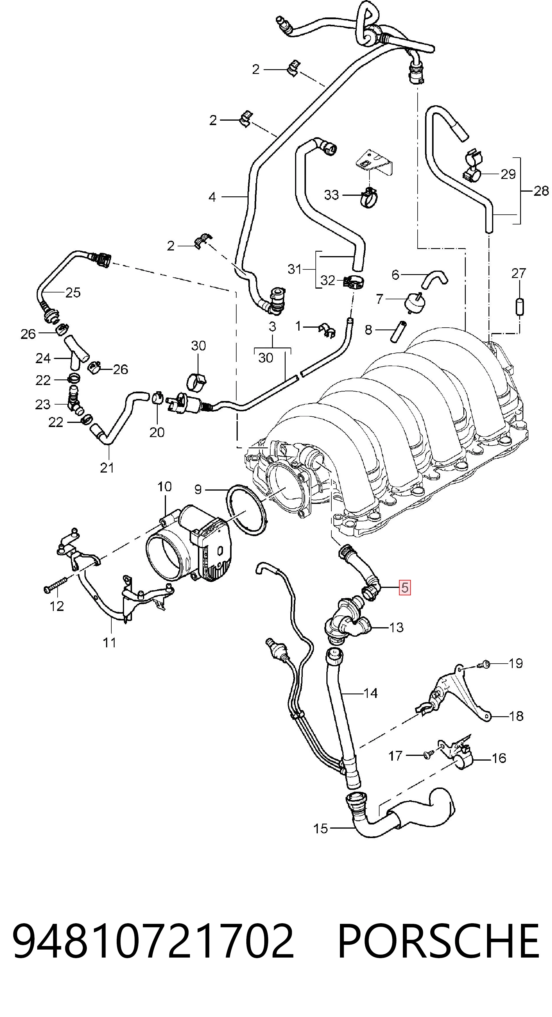 94810721702 Porsche Шланг для удаления воздуха