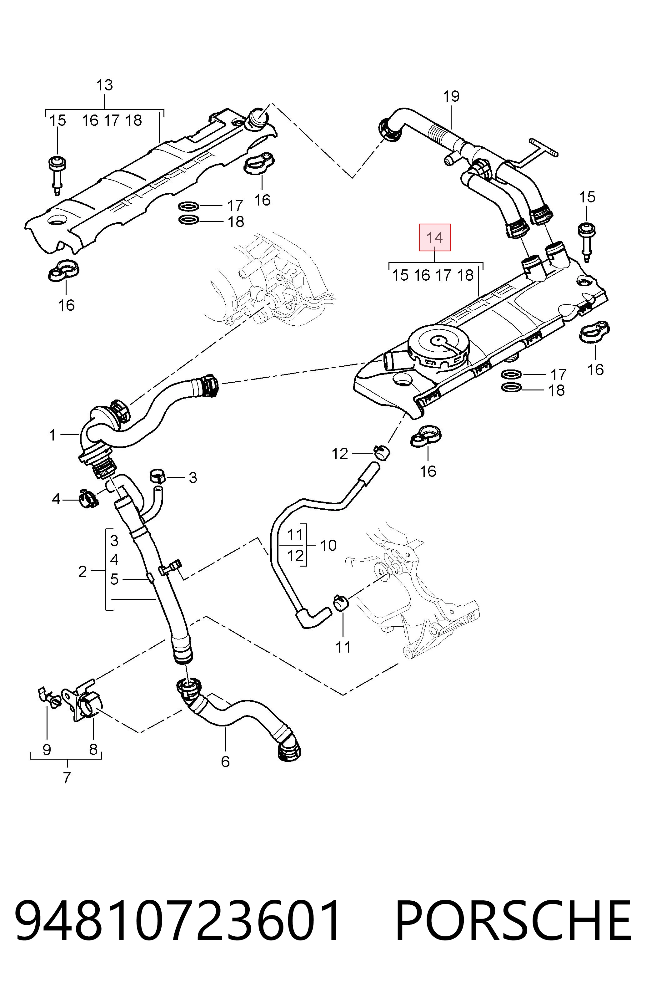 94810723601 Porsche Клапан PCV вентиляции картера