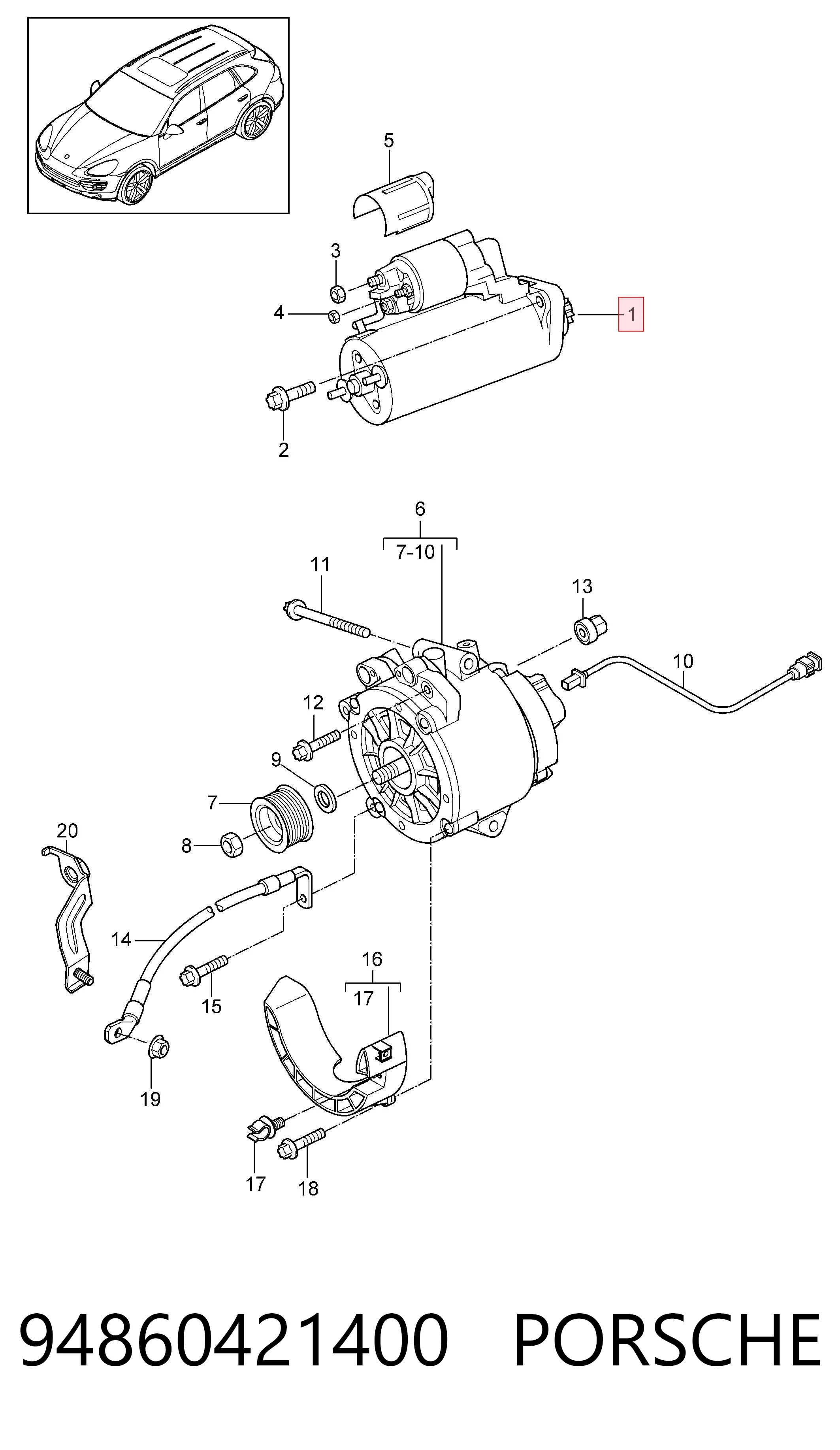 94860421400 Porsche Стартер автомобиля