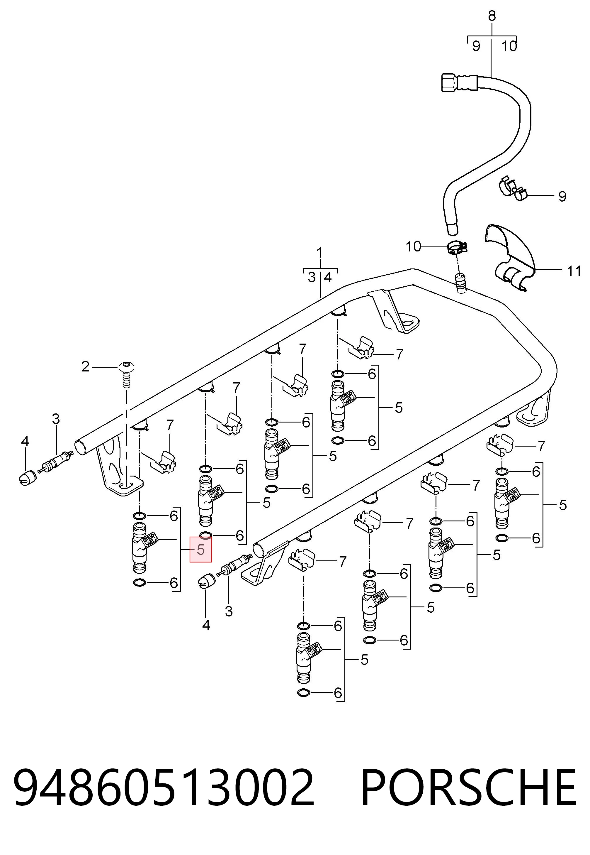 94860513002 Porsche Топливные форсунки