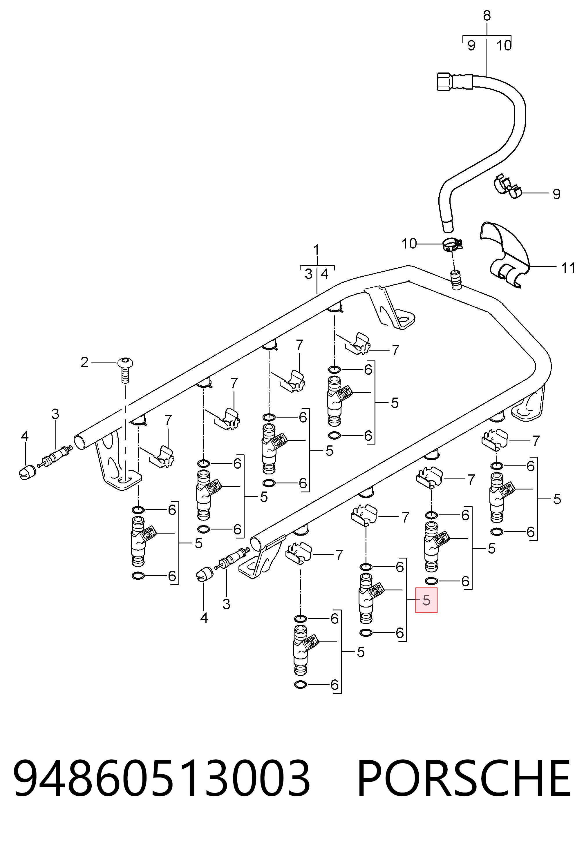 94860513003 Porsche Топливные форсунки