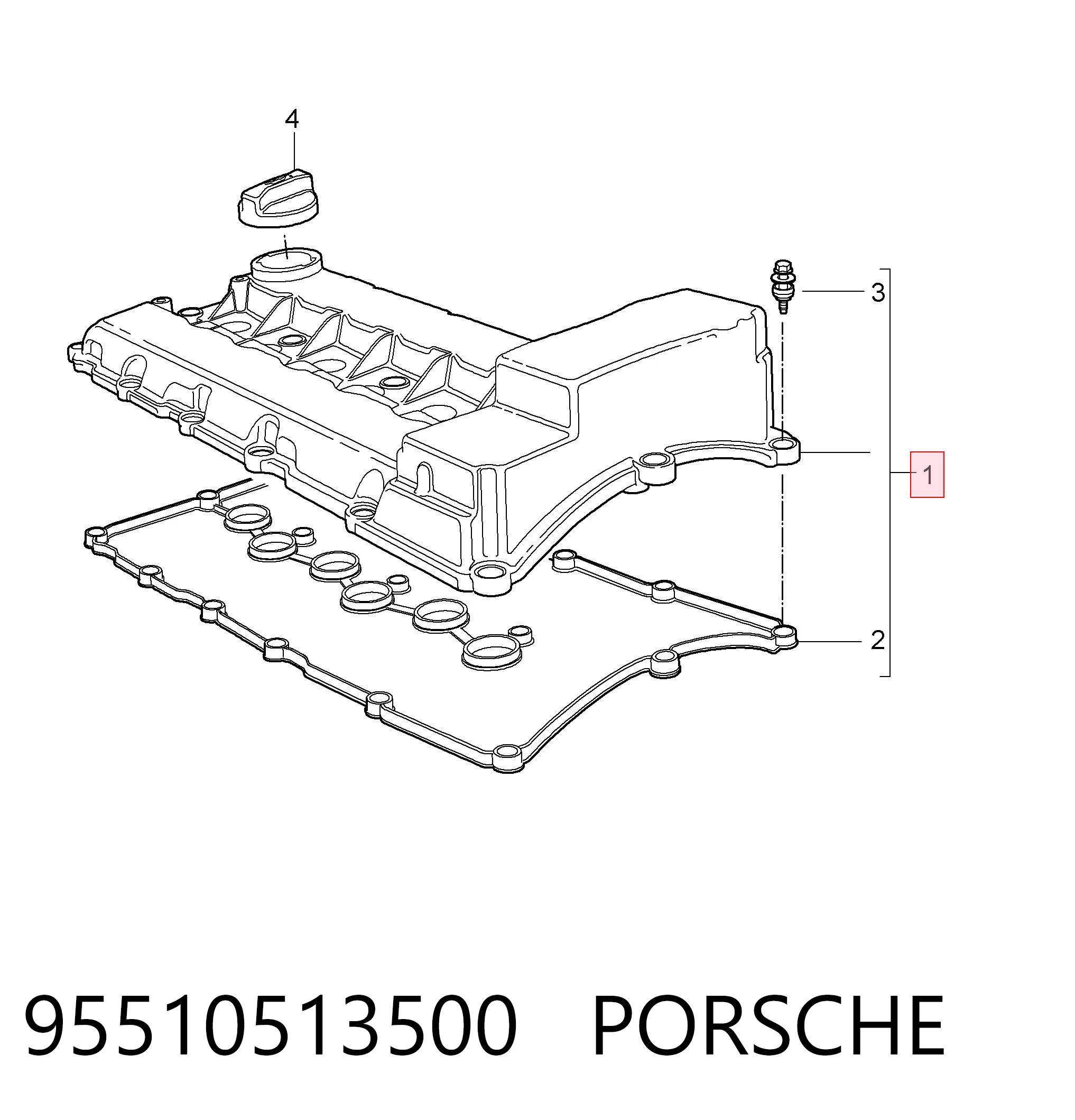 95510513500 Porsche Крышка двигателя