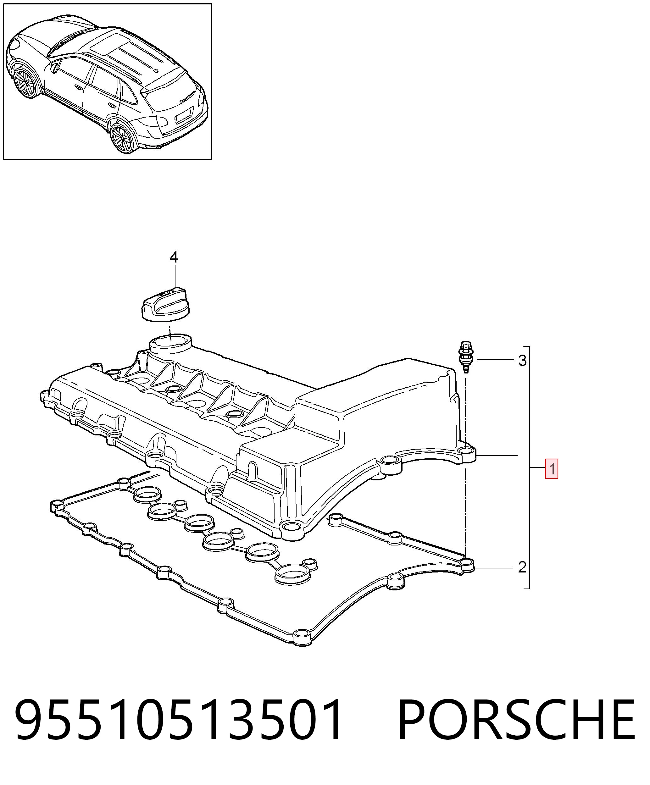 95510513501 Porsche Крышка двигателя