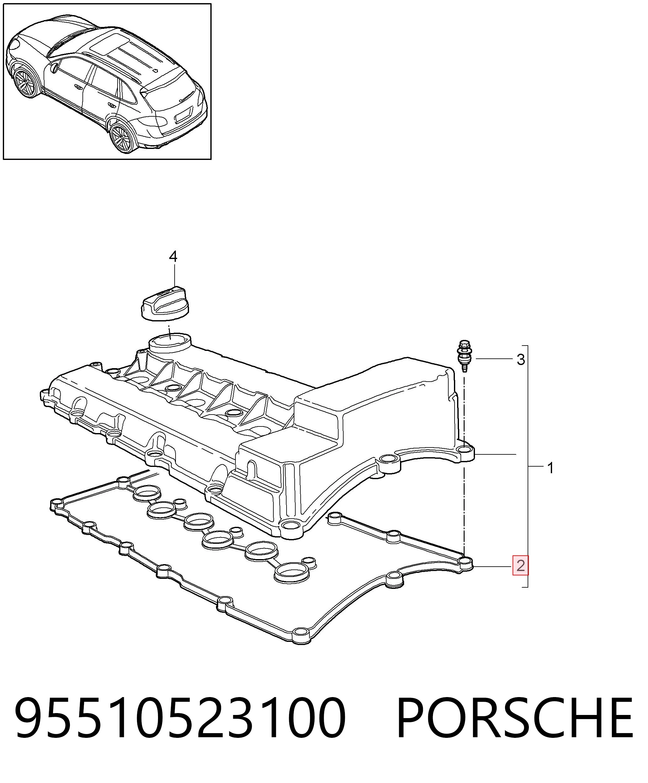 95510523100 Porsche Прокладка крышки клапана