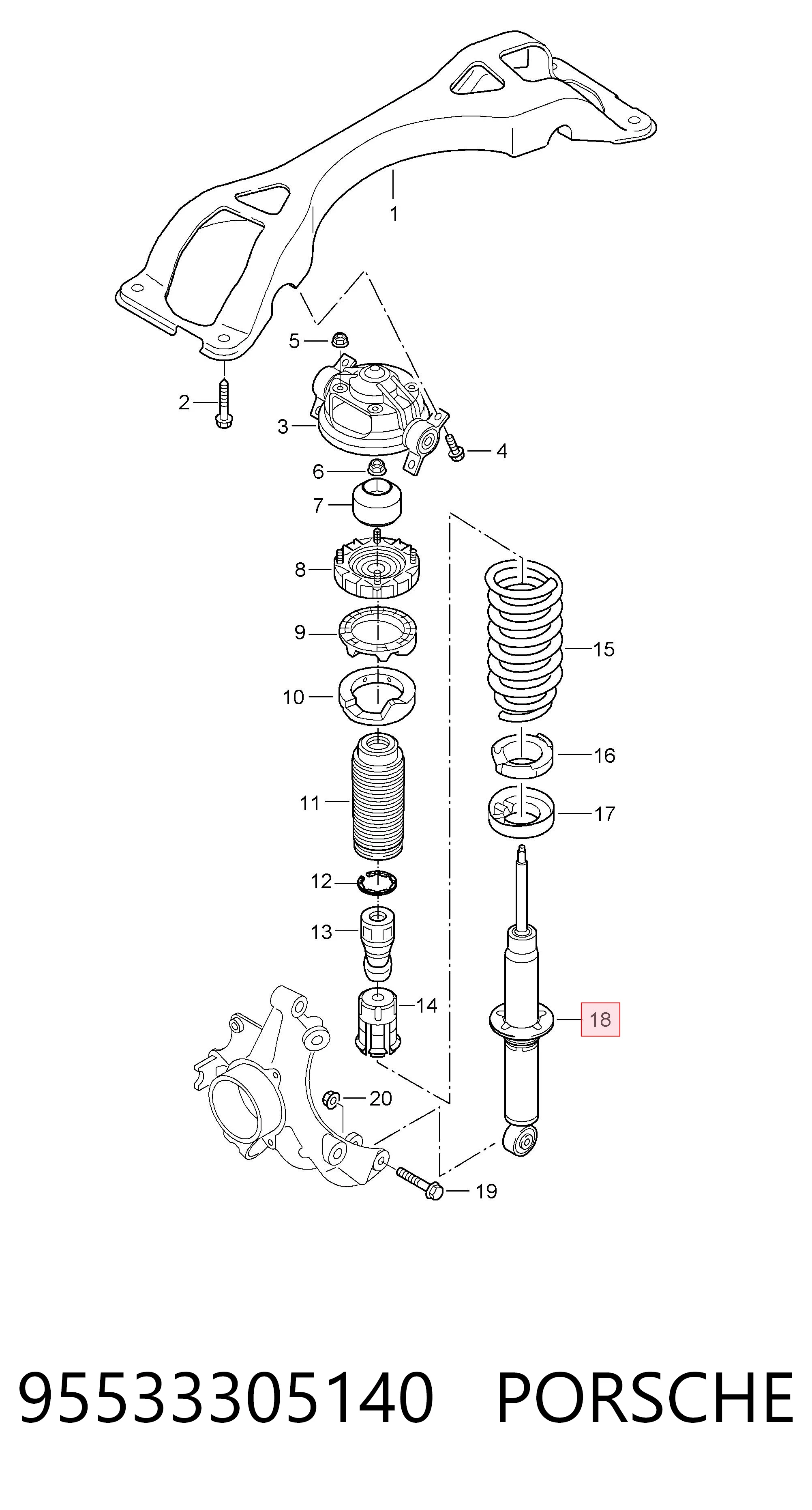 95533305140 Porsche Амортизаторы задние