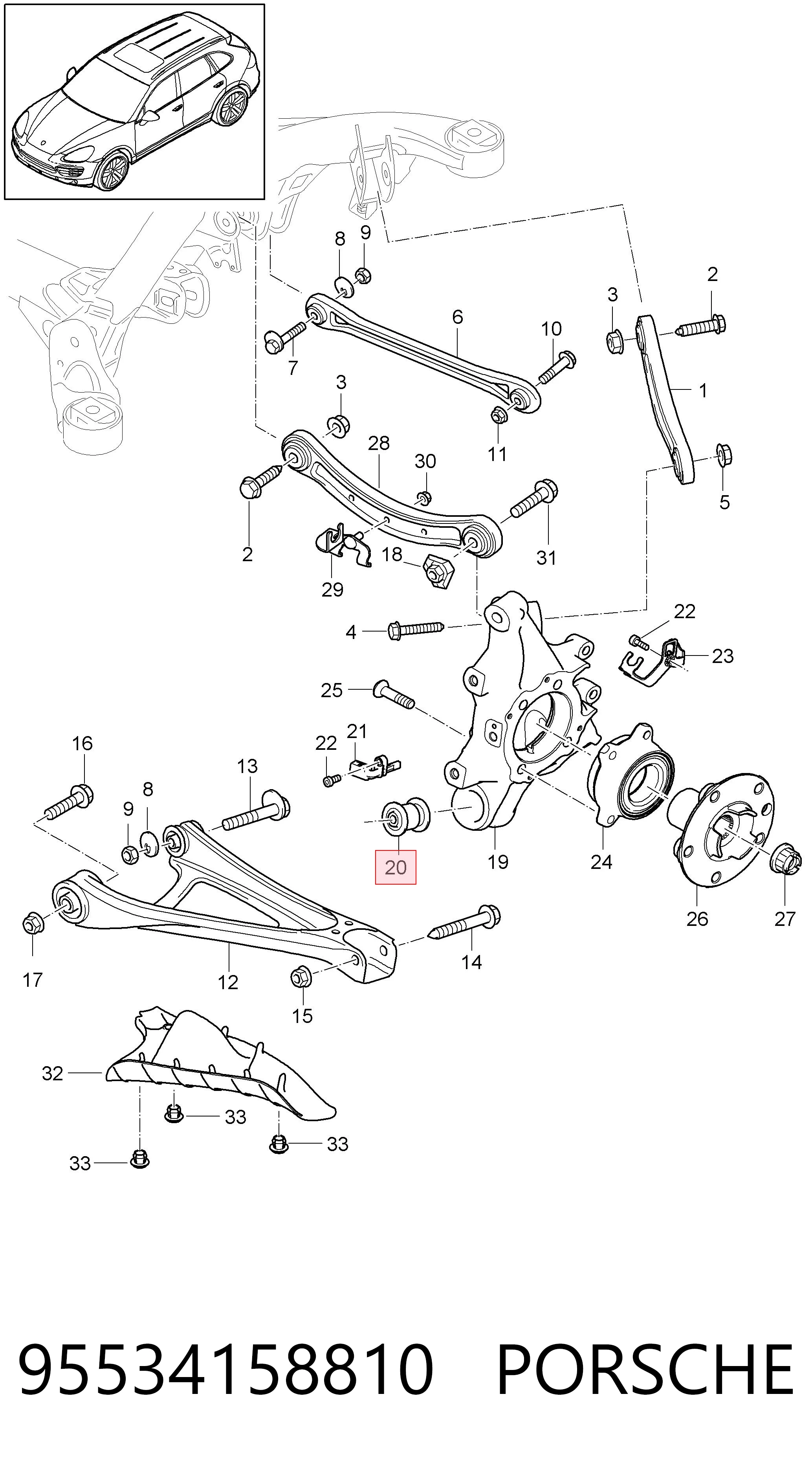 95534158810 Porsche Сайлентблок цапфы
