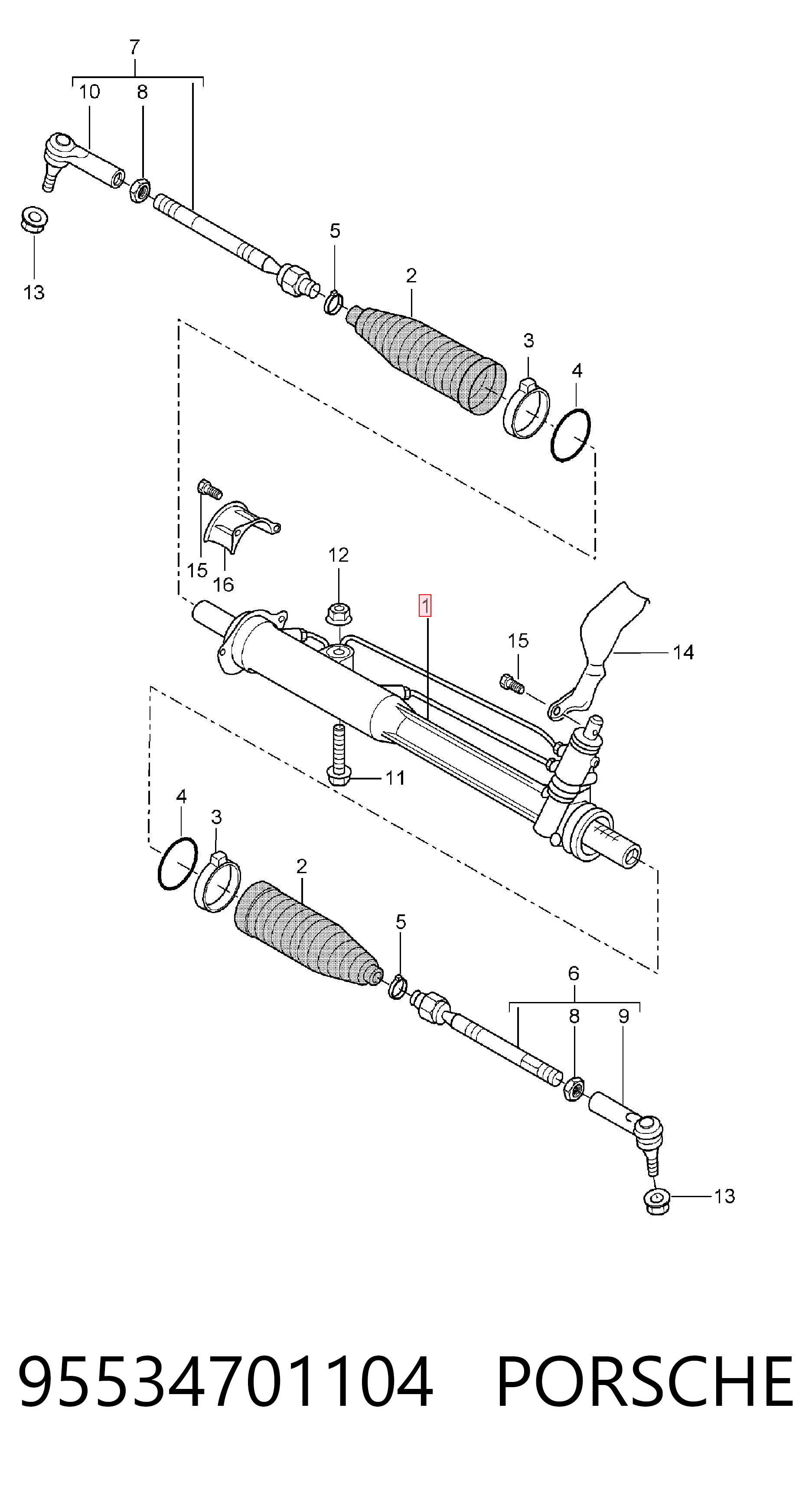 95534701104 Porsche Управление рулевое в сборе