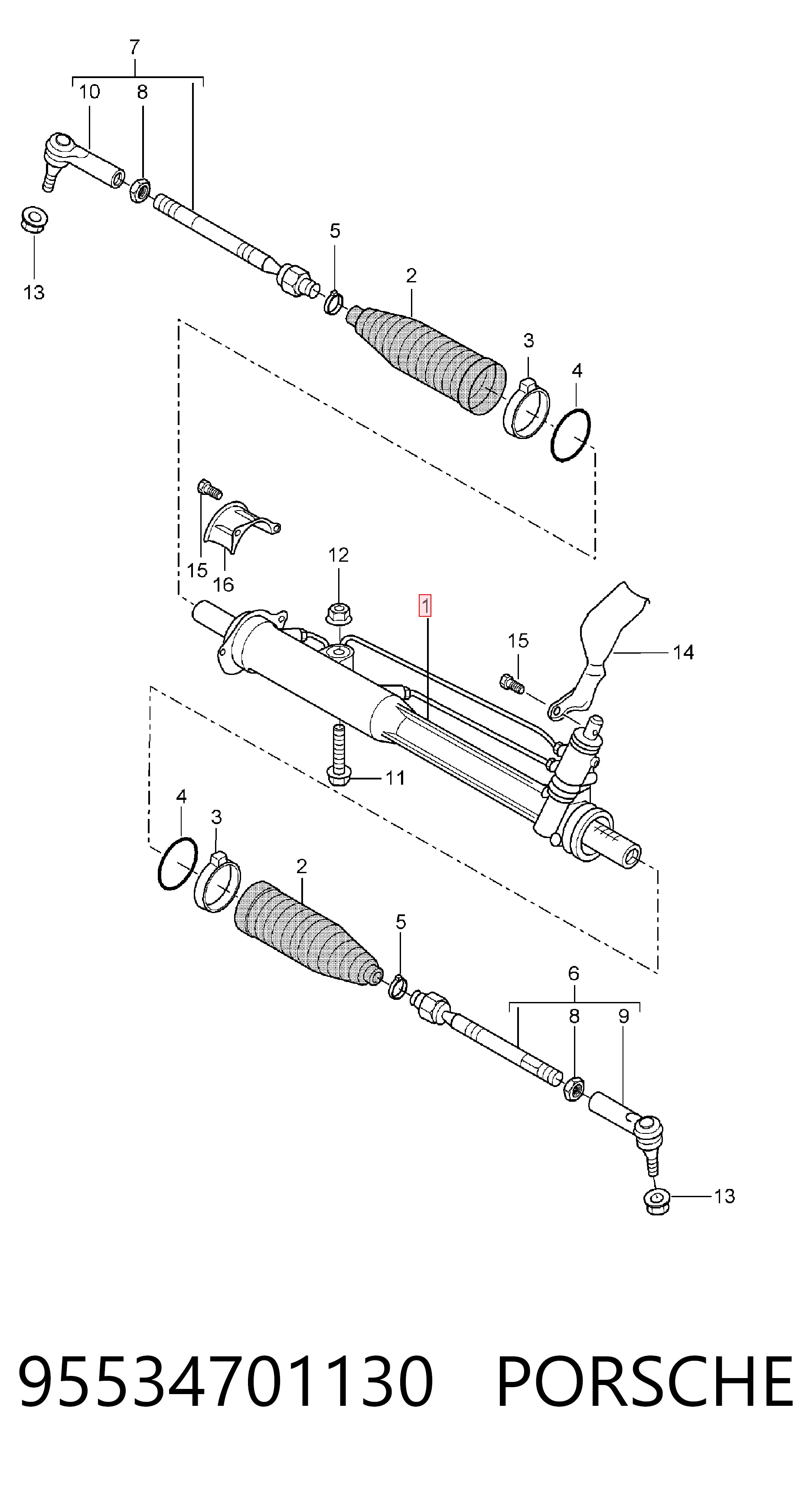 95534701130 Porsche Управление рулевое в сборе