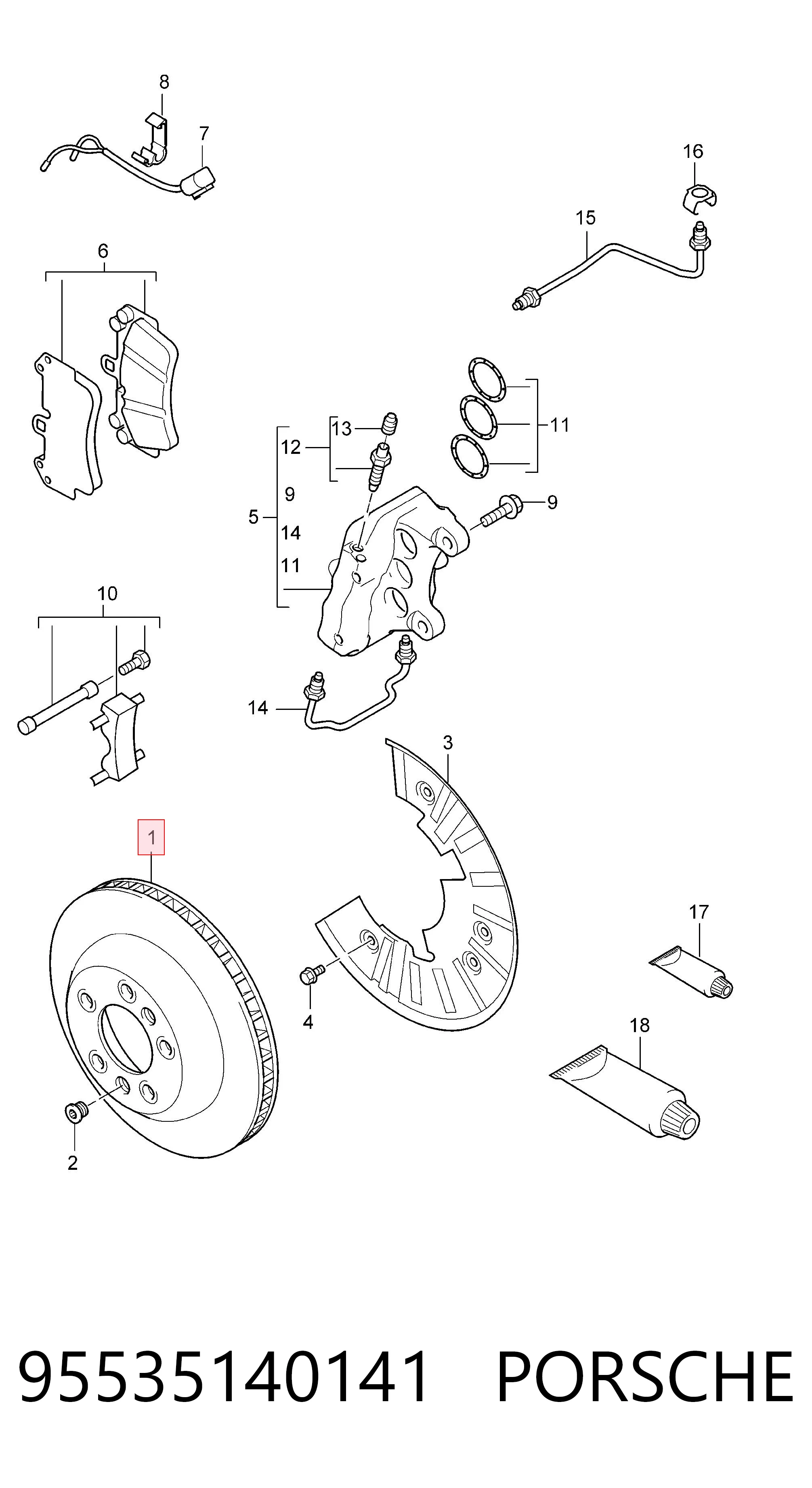 95535140141 Porsche Диск тормозной передний