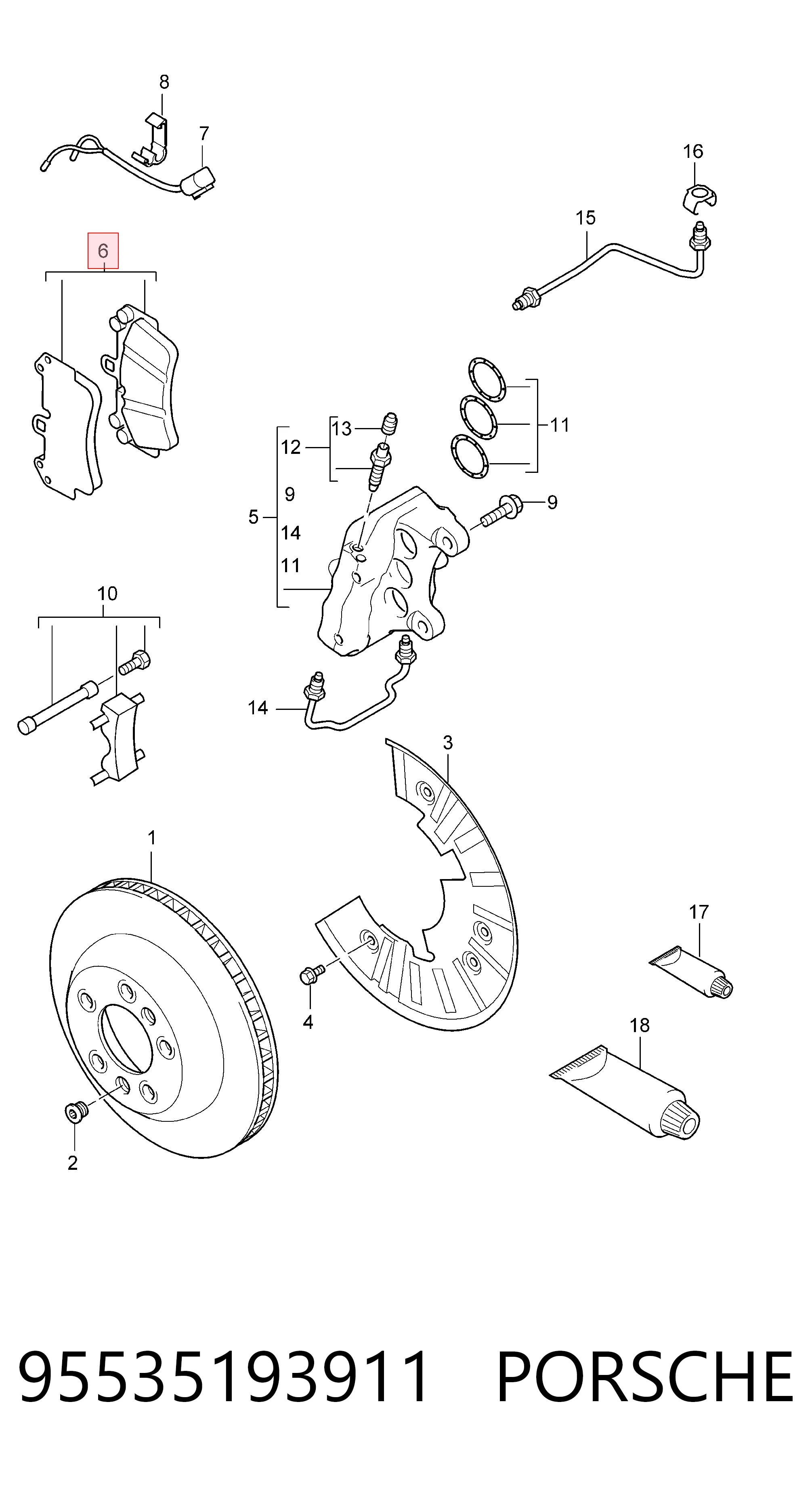 95535193911 Porsche Колодки передние