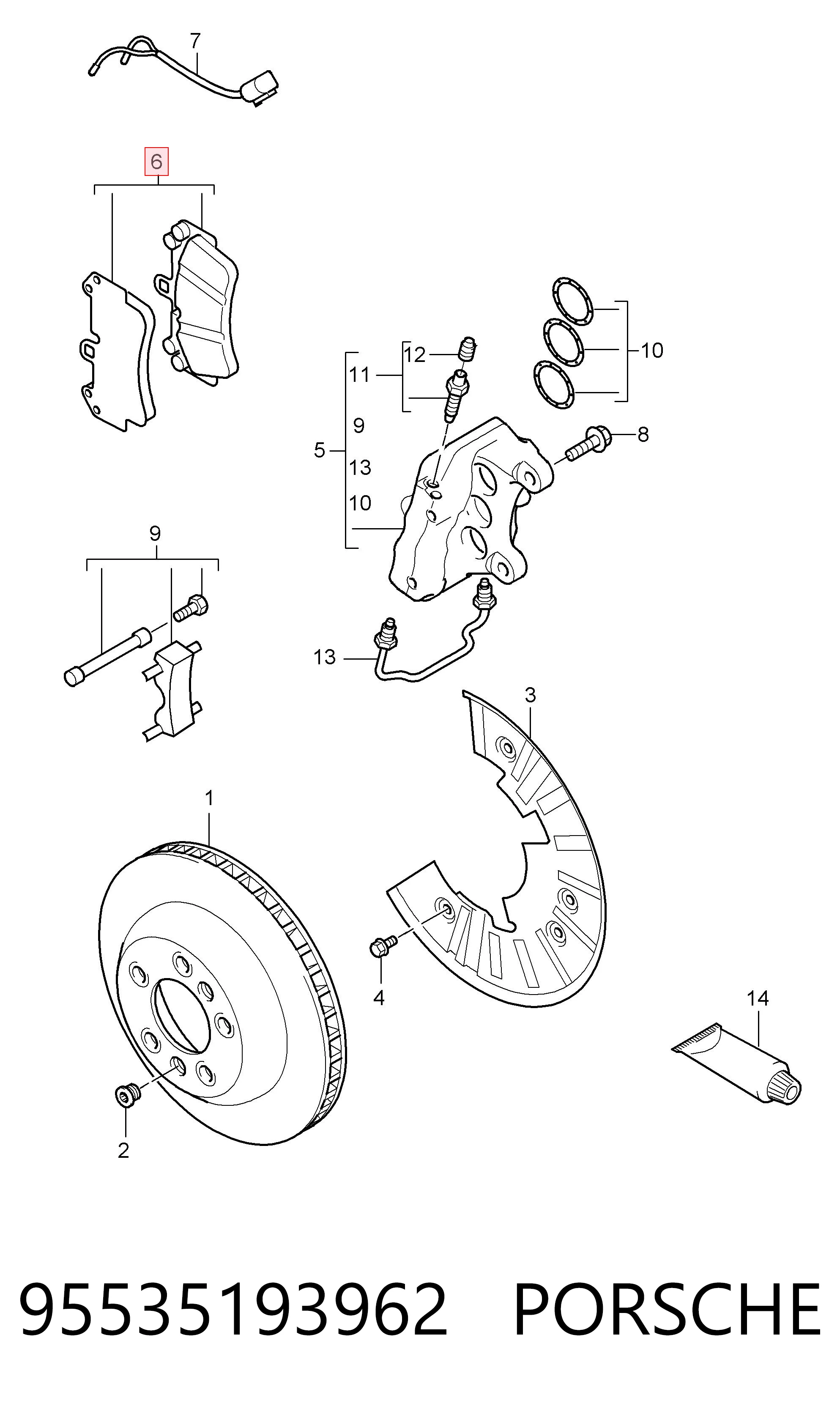 95535193962 Porsche Колодки передние