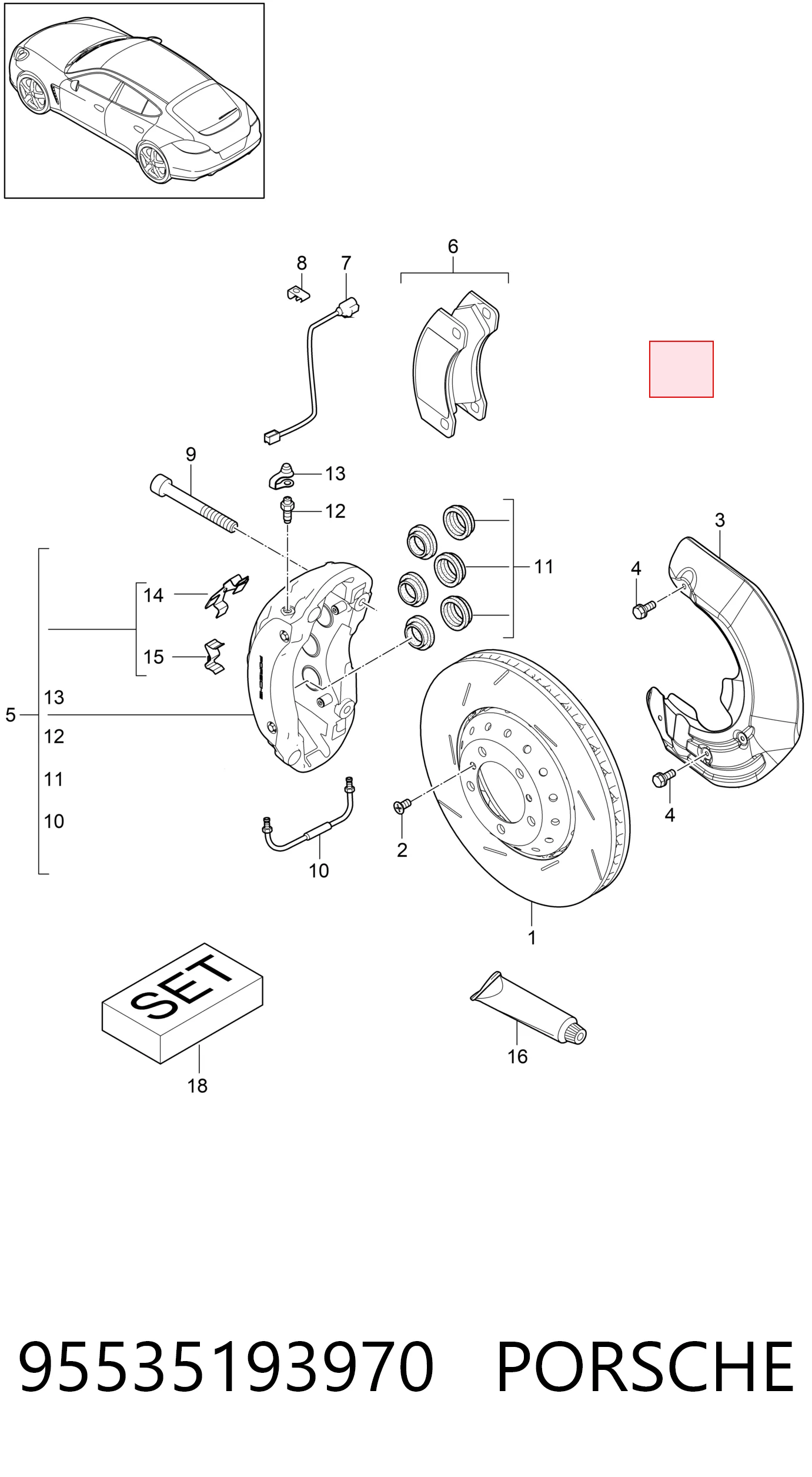 95535193970 Porsche Колодки передние