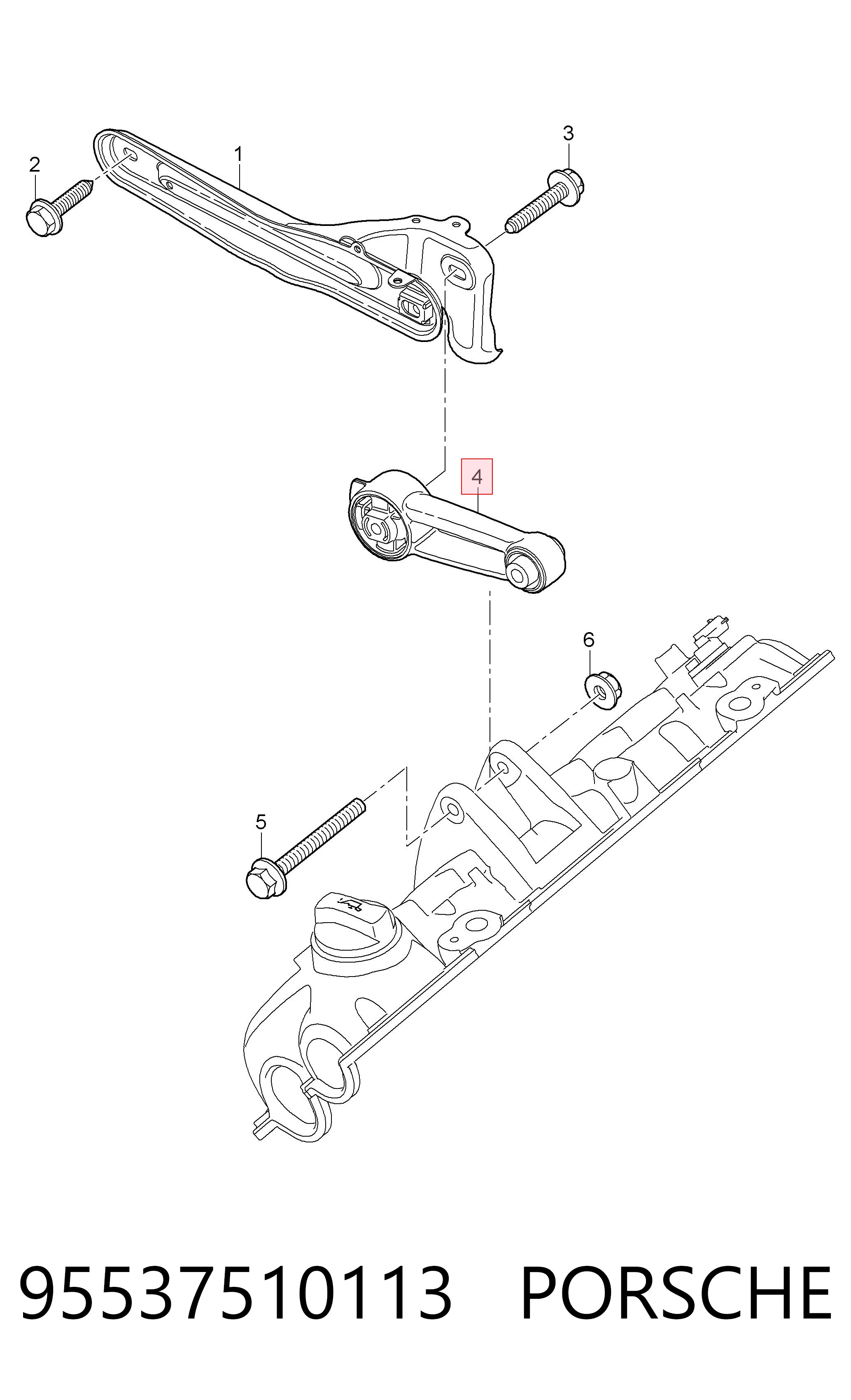 95537510113 Porsche Подушка (опора) двигателя, верхняя