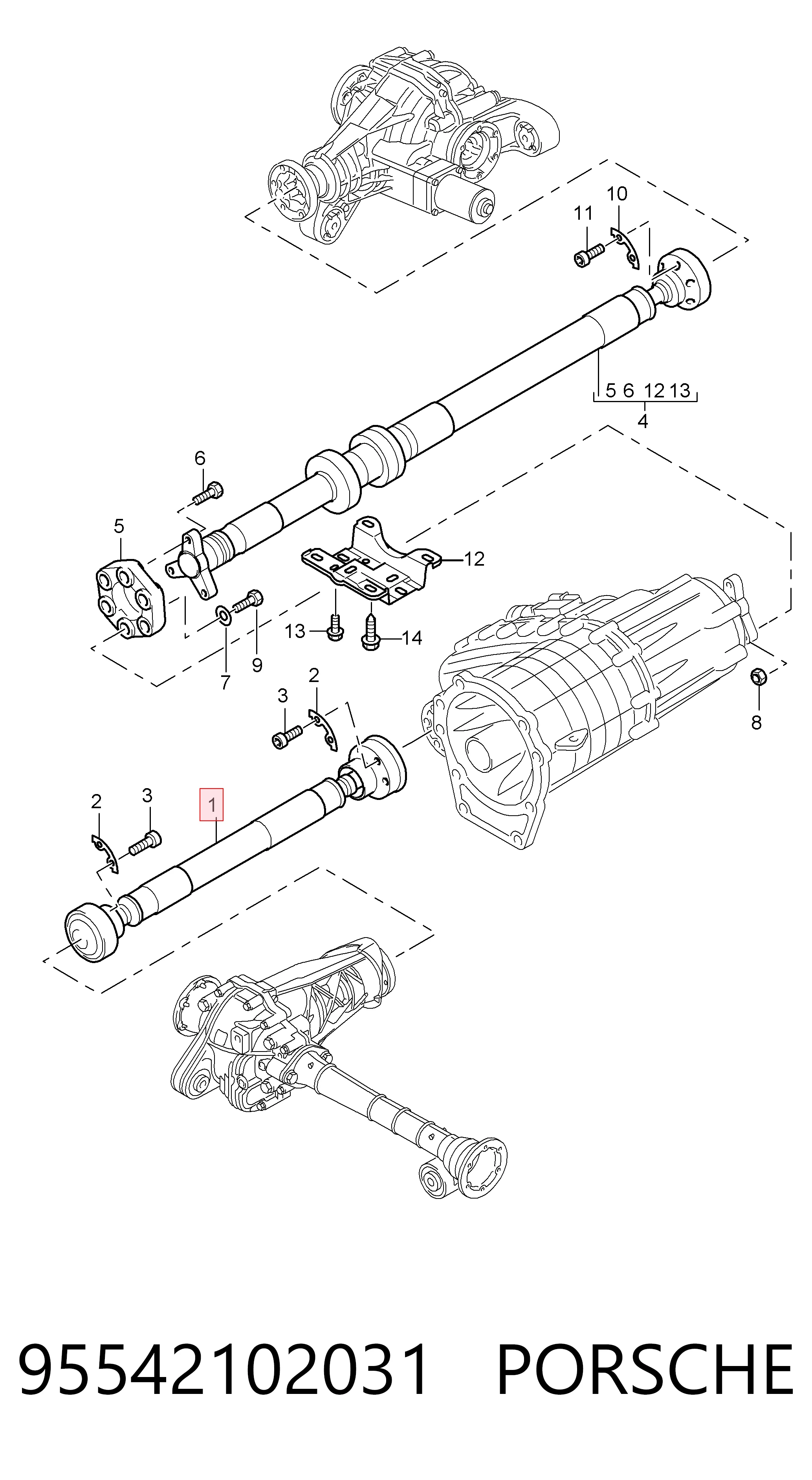 95542102031 Porsche Передний карданный вал