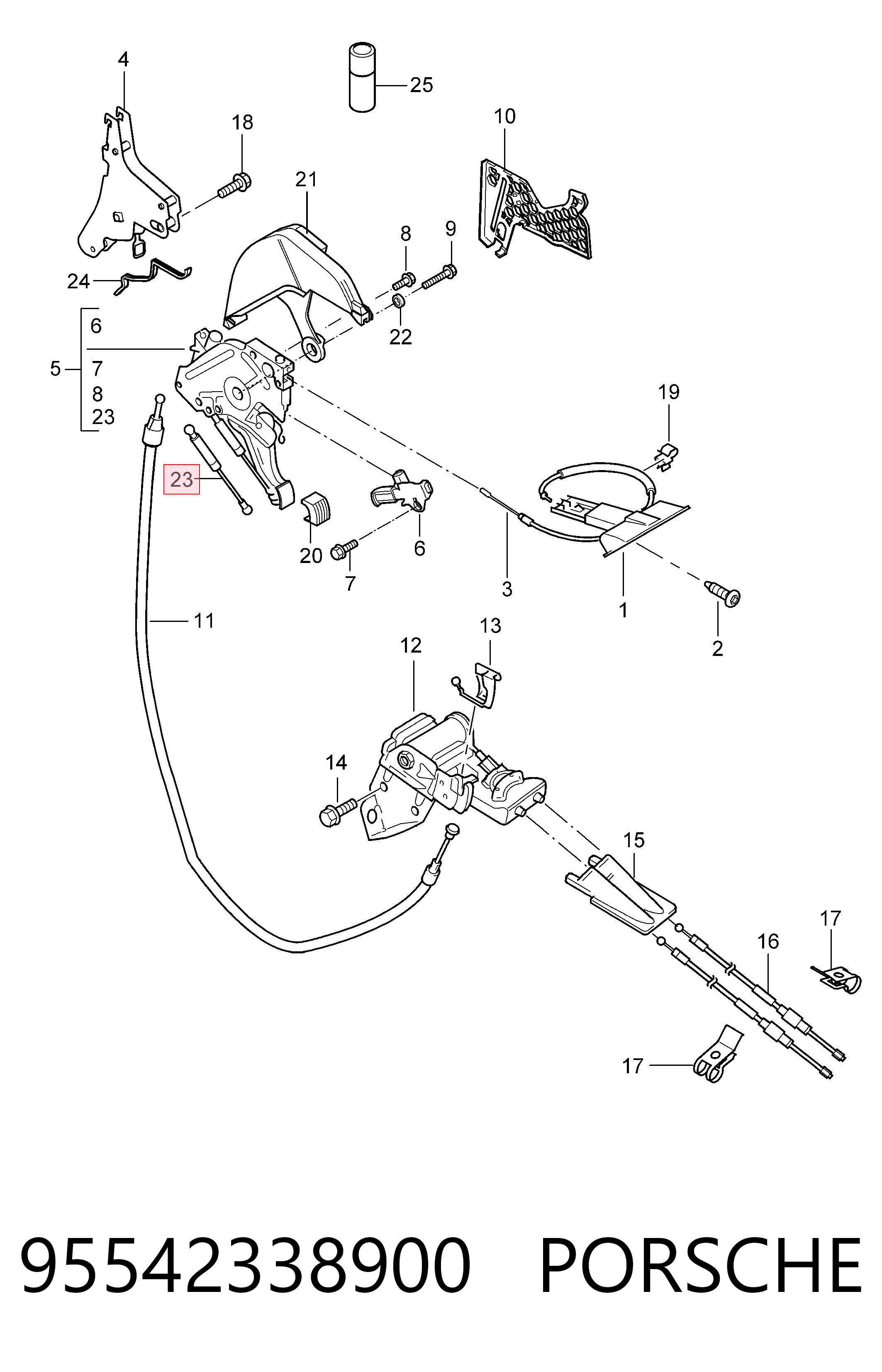 95542338900 Porsche Амортизатор педали стояночного тормоза
