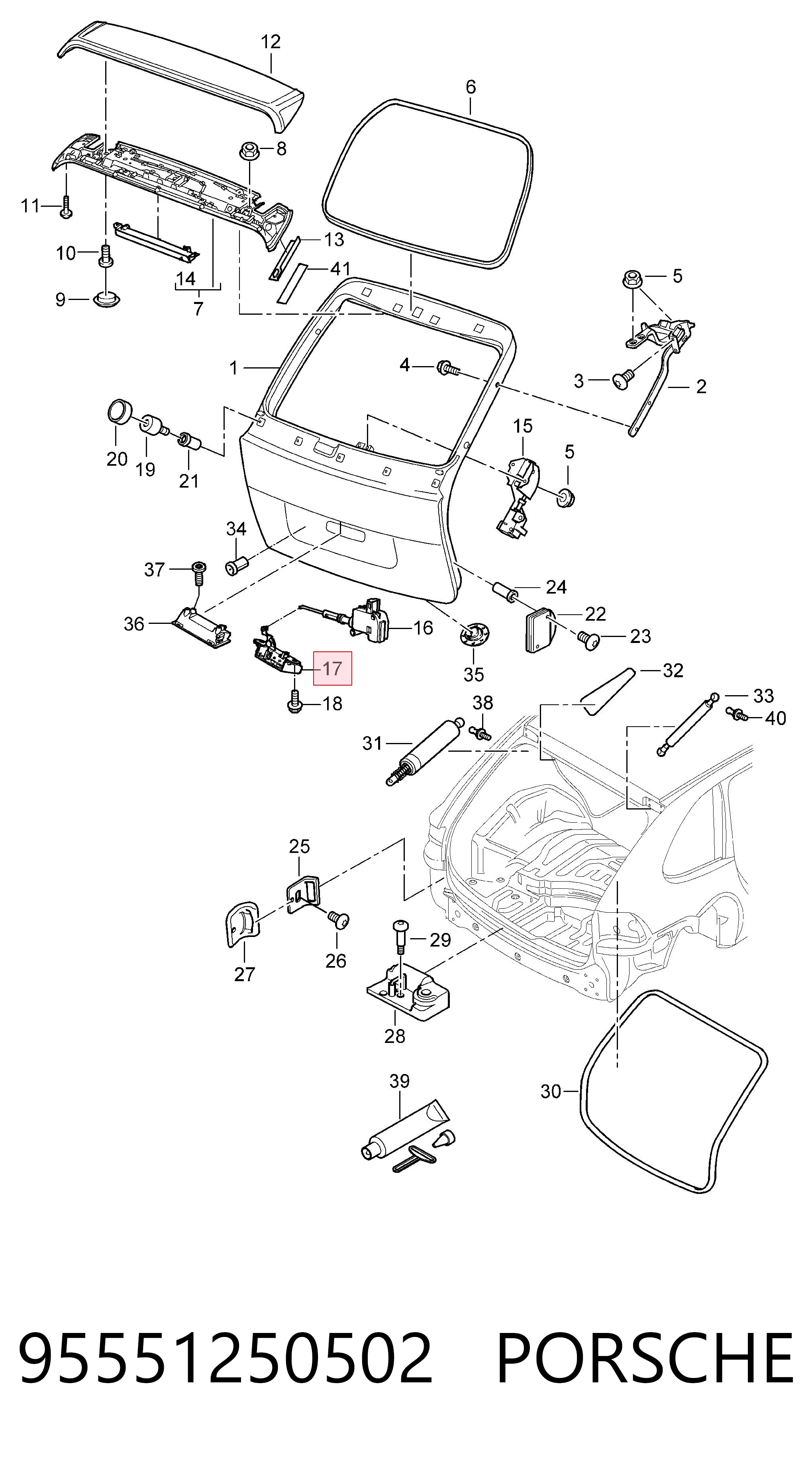 95551250502 Porsche Замок пятой двери