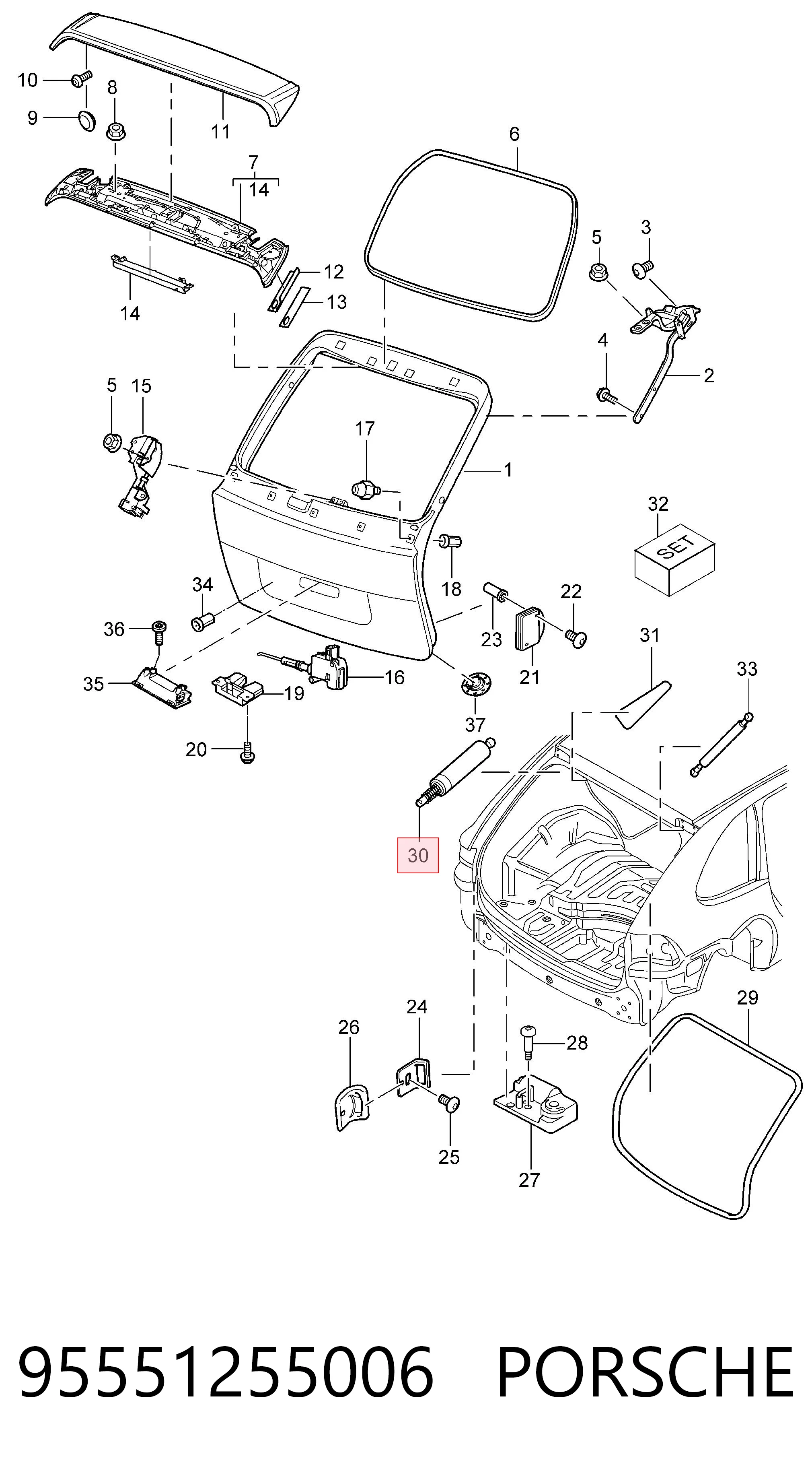 95551255006 Porsche Амортизатор крышки багажника