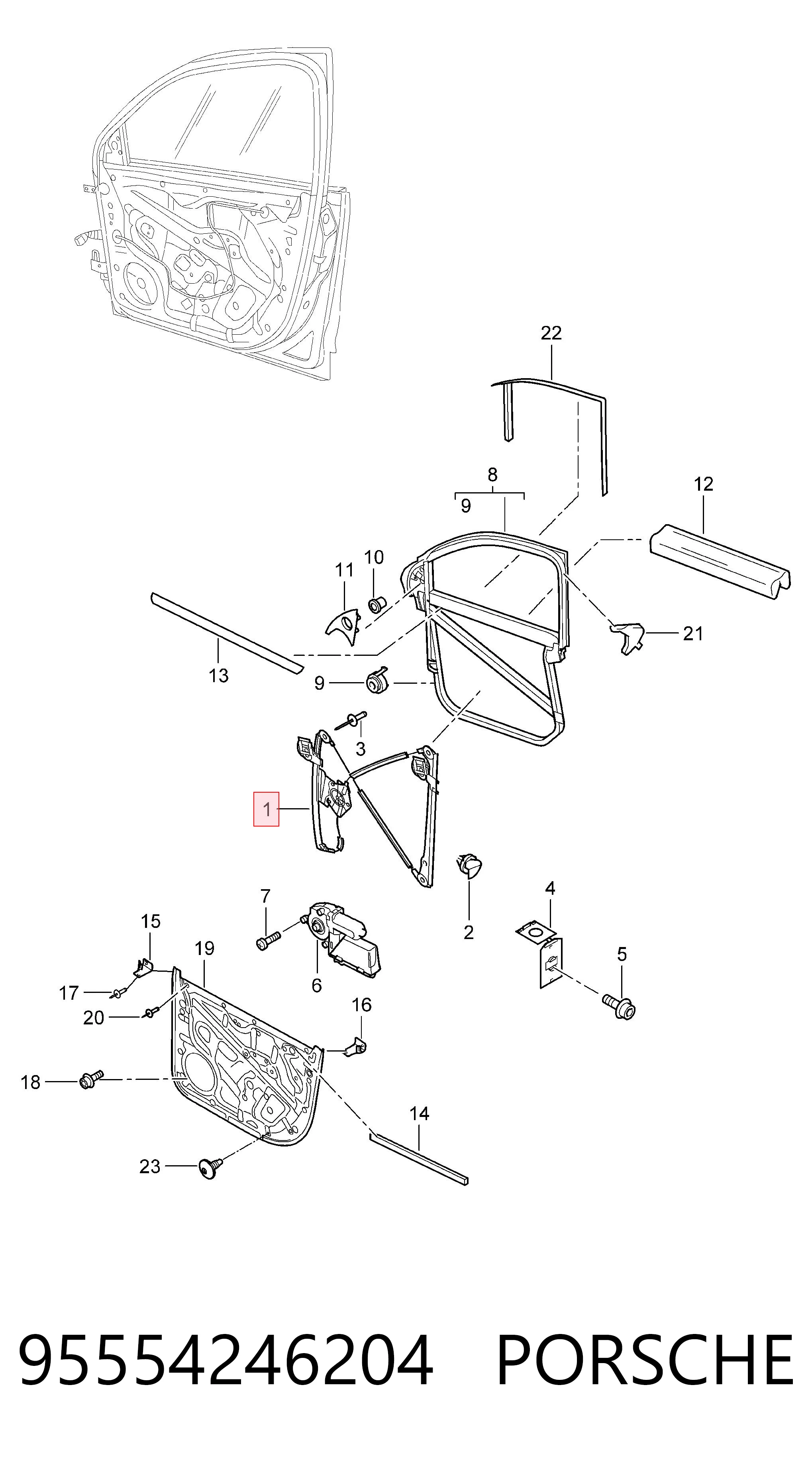 95554246204 Porsche Механизм подъема стекол