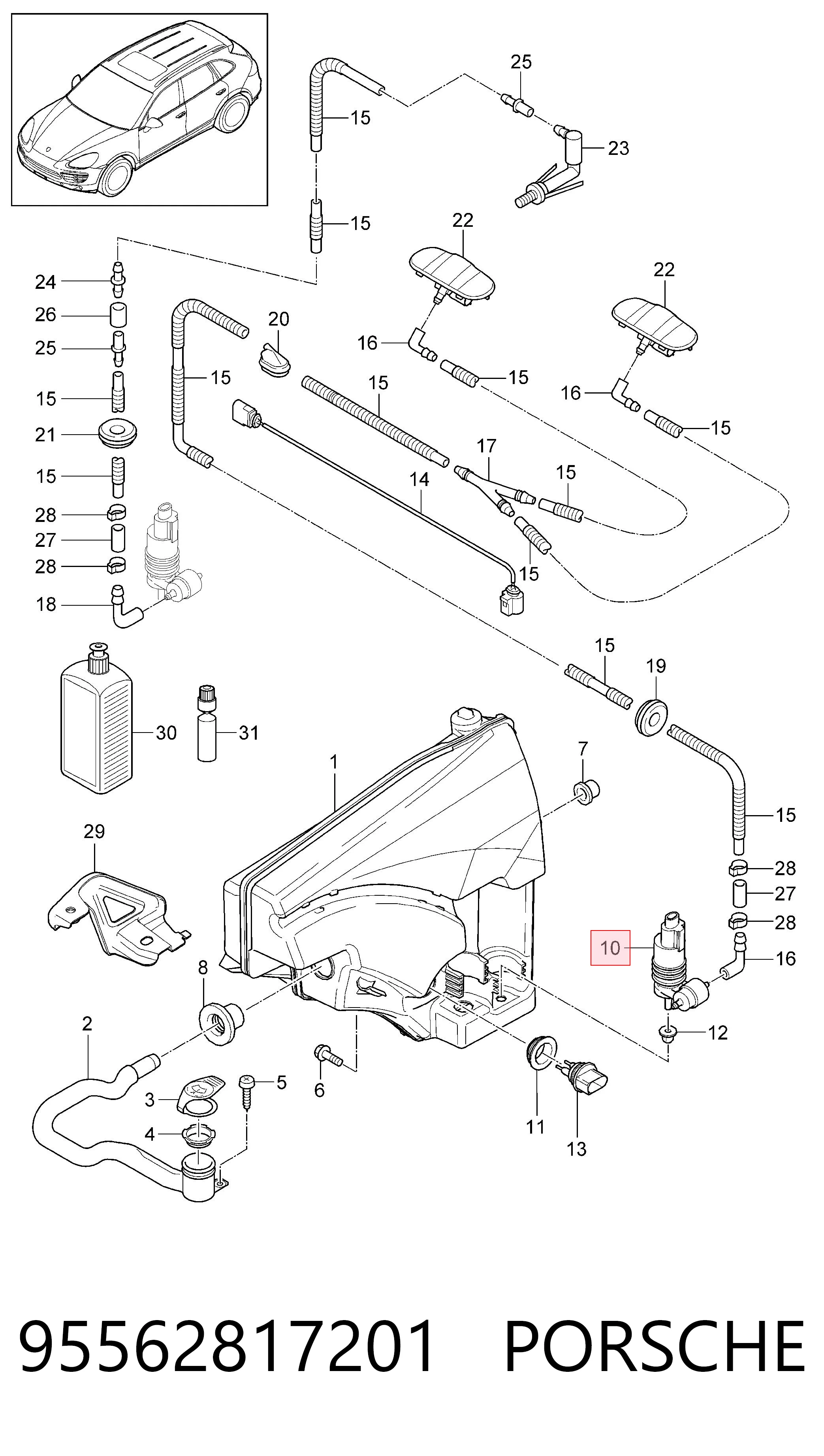 95562817201 Porsche Мотор омывателя лобового стекла