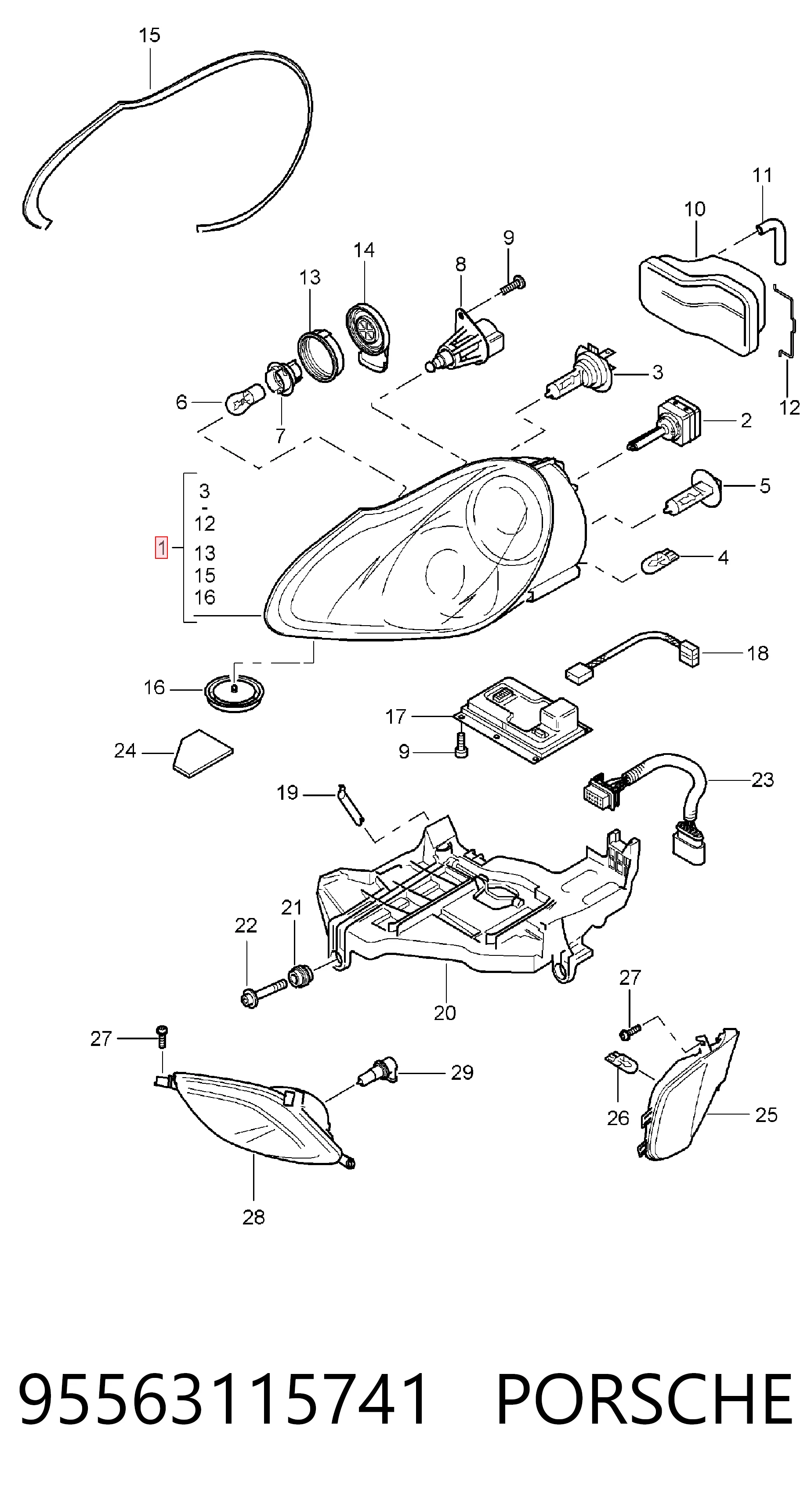 95563115741 Porsche Фара