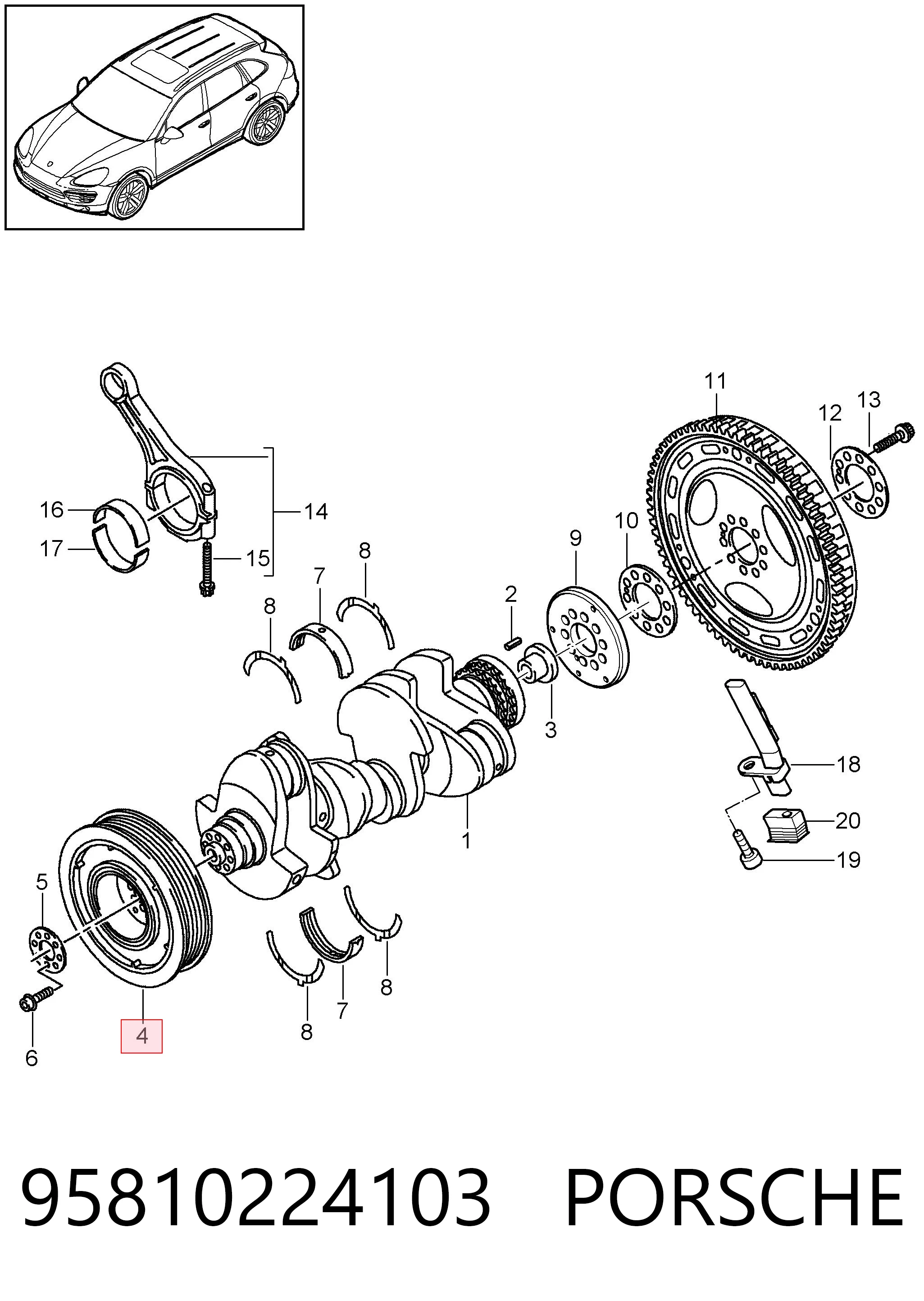 95810224103 Porsche Шкив коленчатого вала