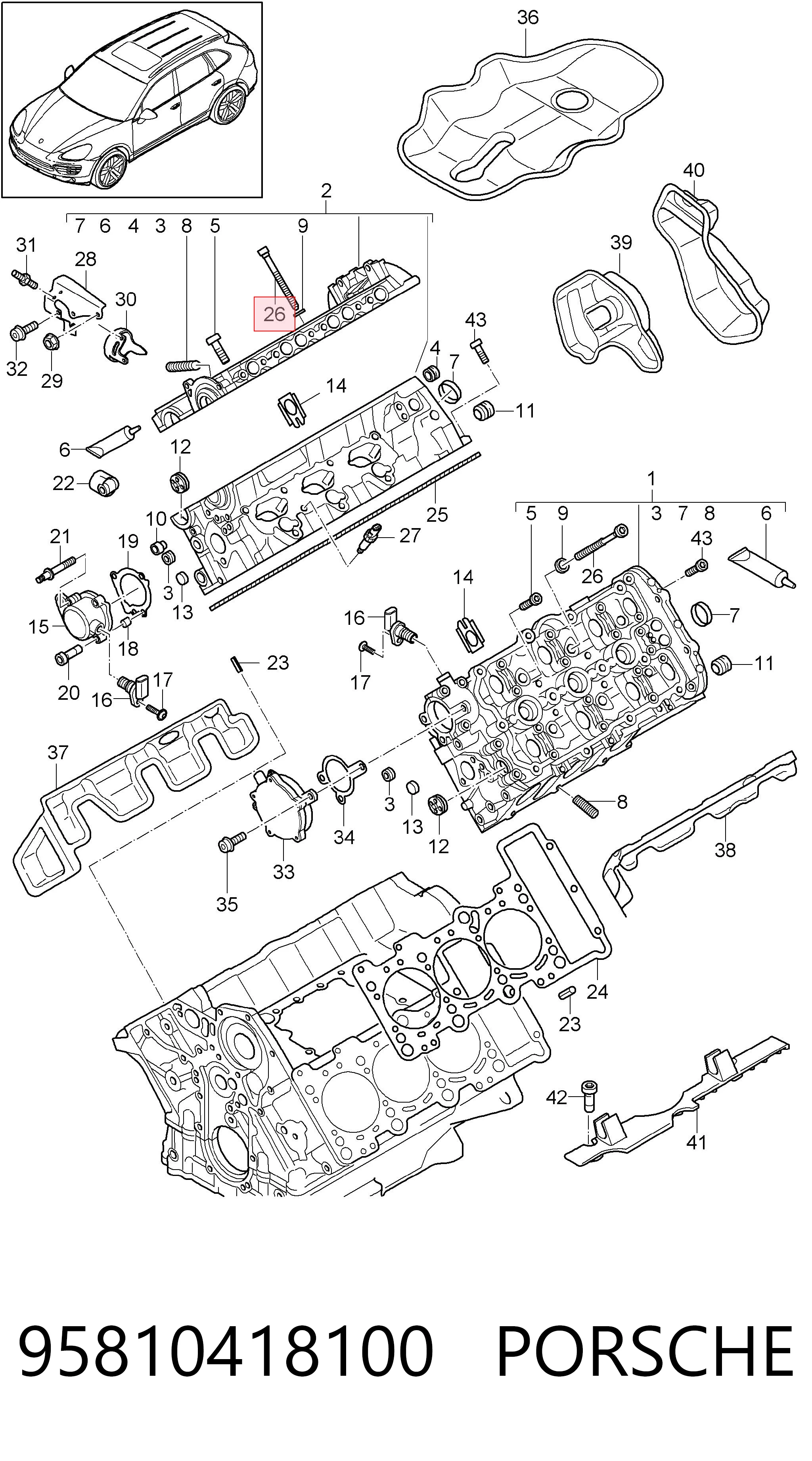 95810418100 Porsche Болт крепления головки блока цилиндров
