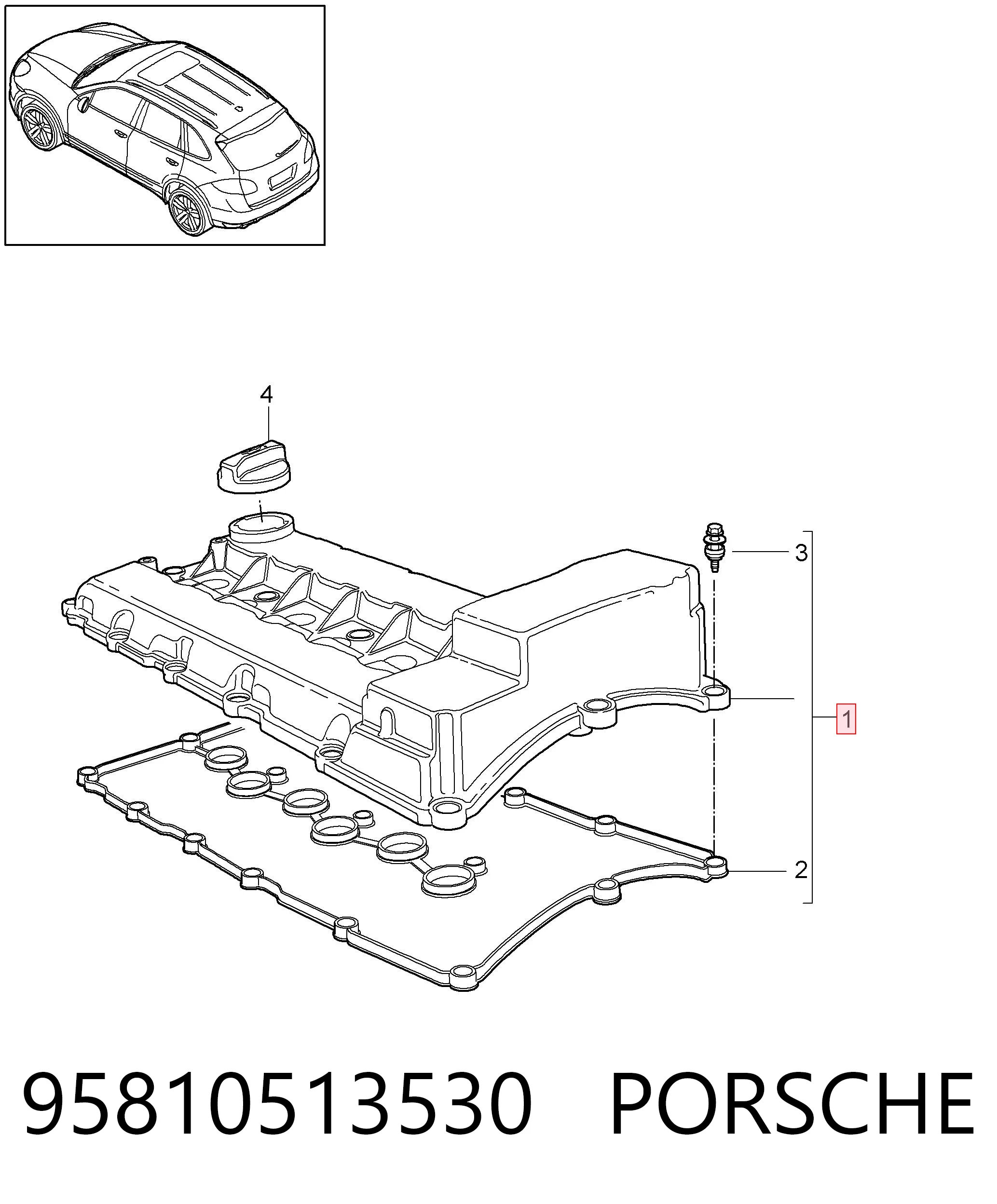 95810513530 Porsche Крышка двигателя