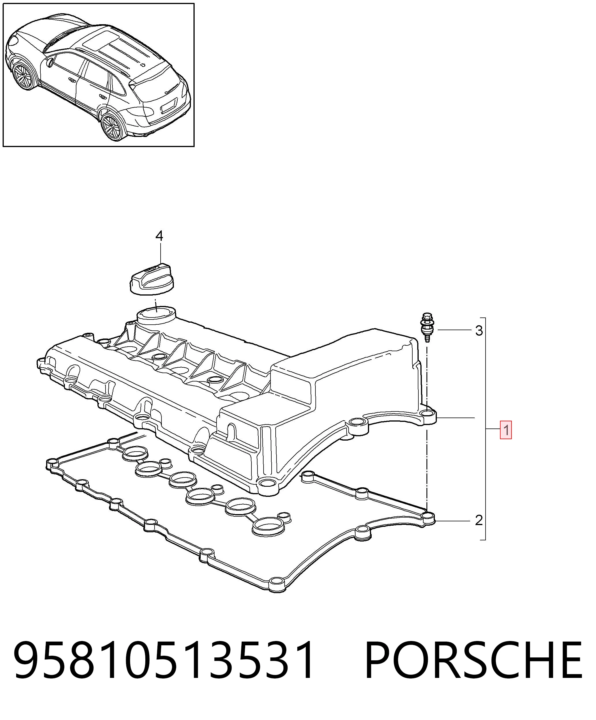 95810513531 Porsche Крышка двигателя