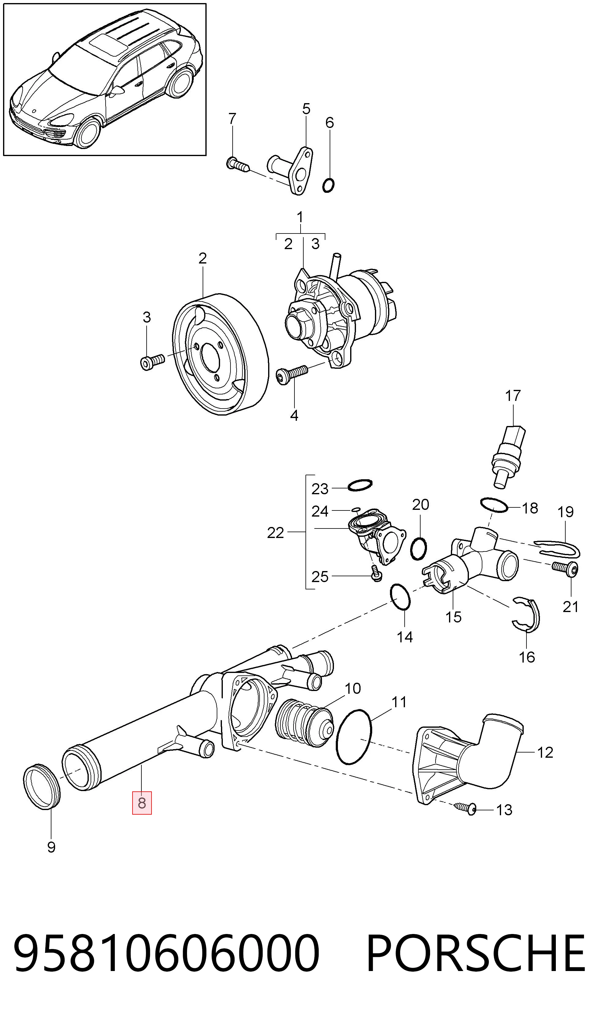 95810606000 Porsche Корпус термостата в сборе