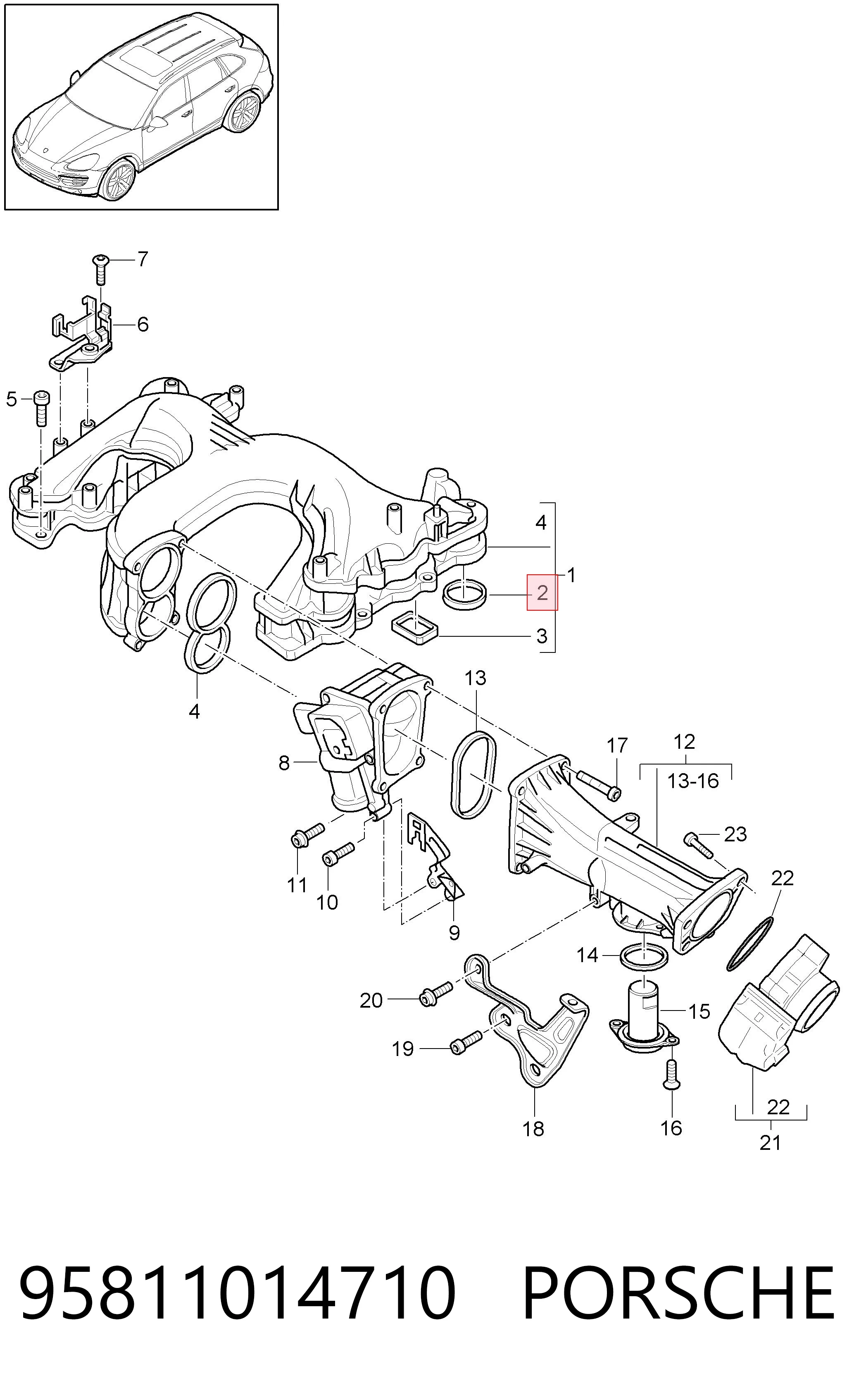 95811014710 Porsche  Прокладка впускного коллектора