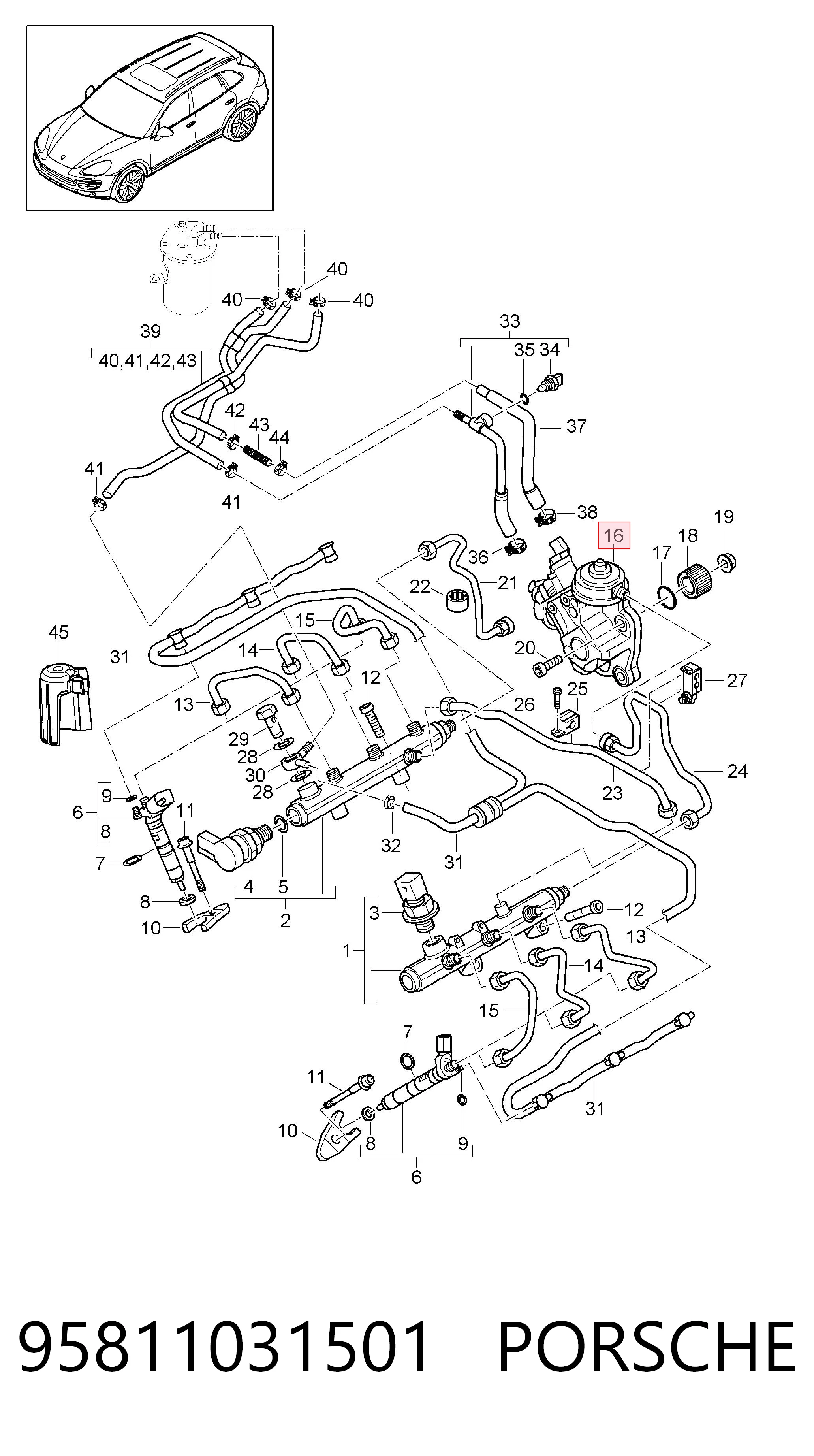 95811031501 Porsche Насос топливный высокого давления (ТНВД)