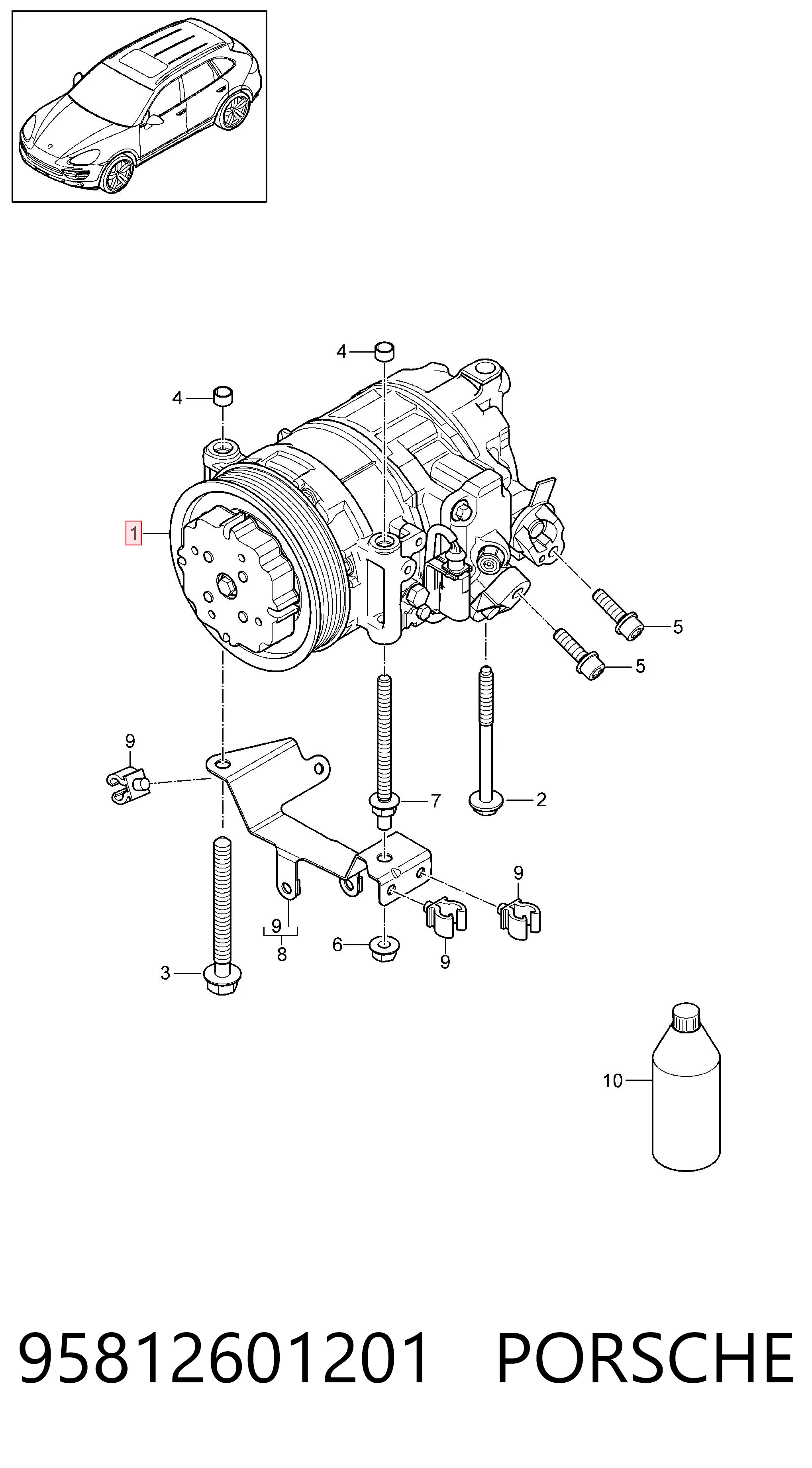 95812601201 Porsche Компрессор хладагента